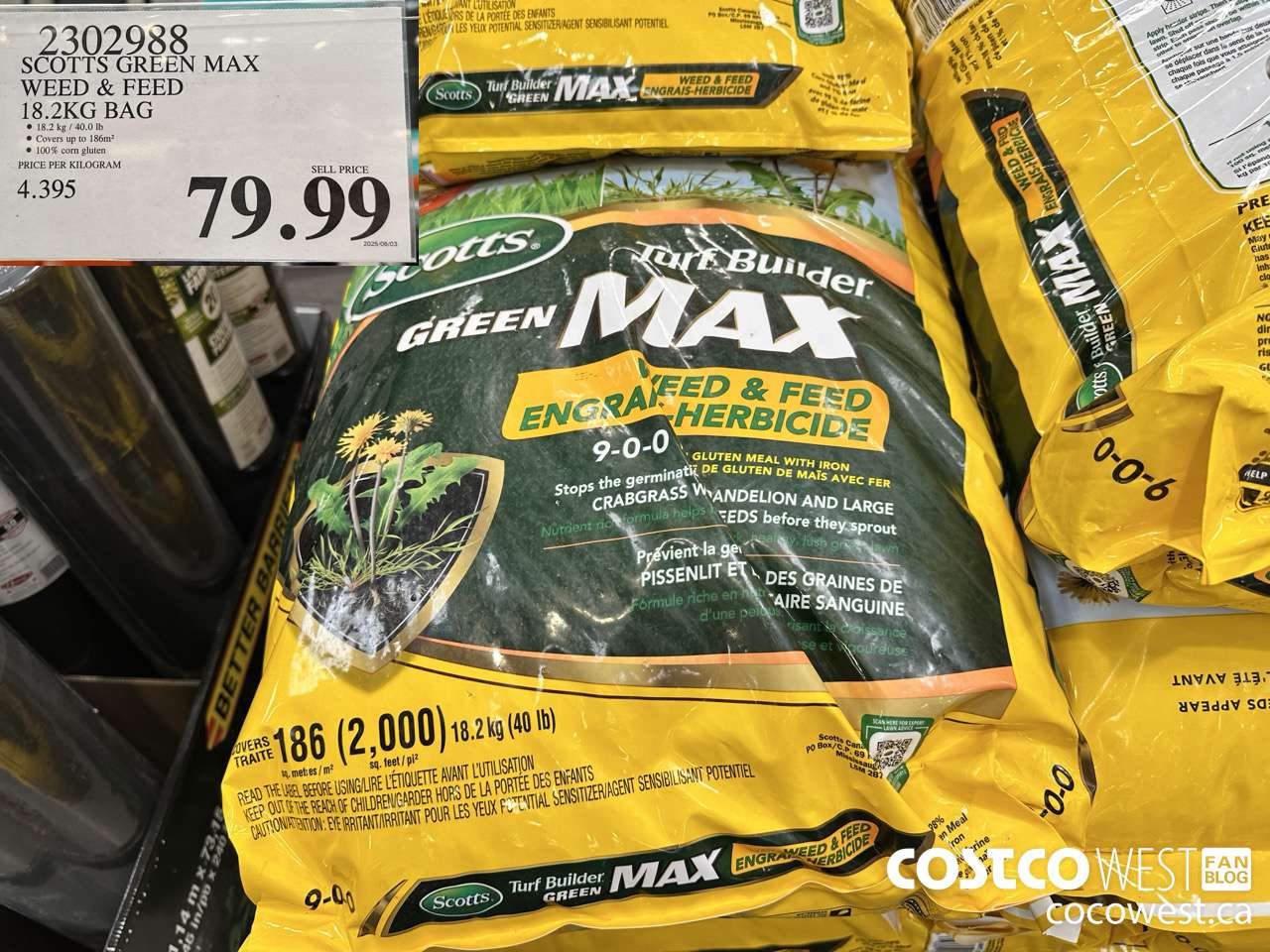 2302988 SCOTTS GREEN MAX WEED & FEED 18.2 KG BAG $79.99