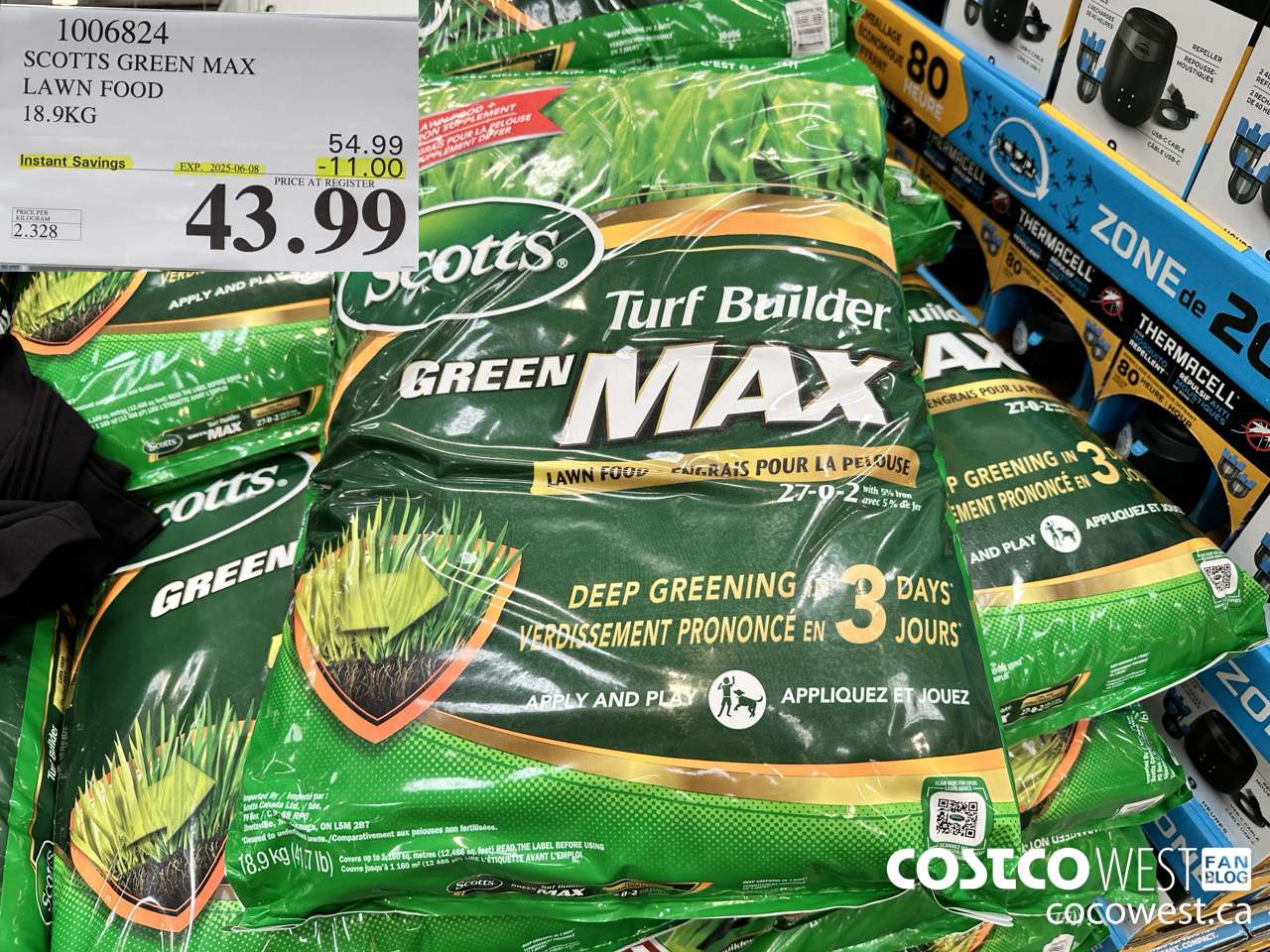 1006824 SCOTTS GREEN MAX LAWN FOOD 18.9KG ($11.00 INSTANT SAVINGS EXPIRES ON 2025-06-08) $43.99