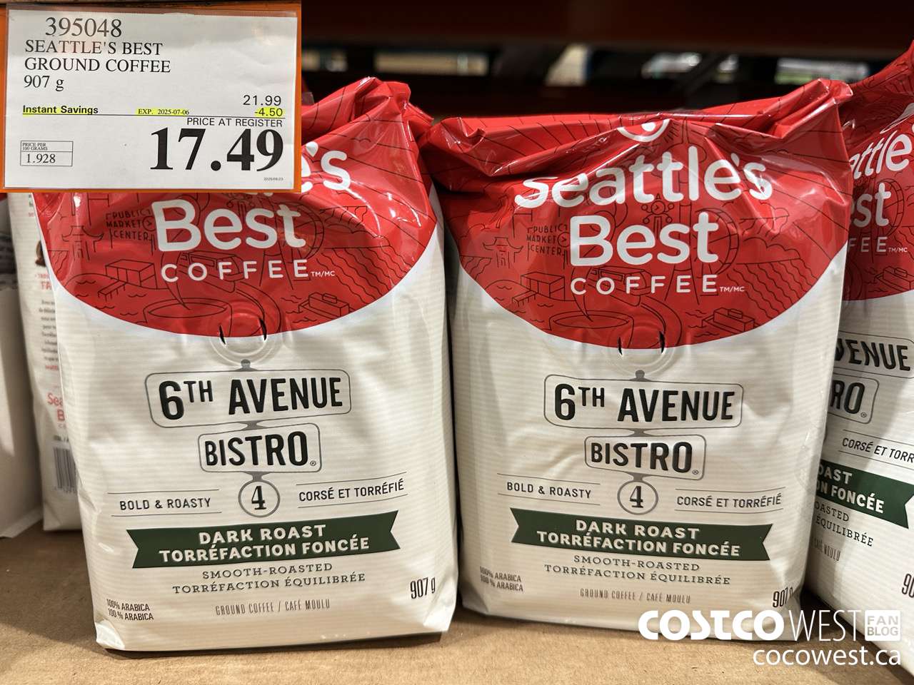 395048 SEATTLE'S BEST GROUND COFFEE 907 G ($4.50 INSTANT SAVINGS EXPIRES ON 2025-07-06) $17.49