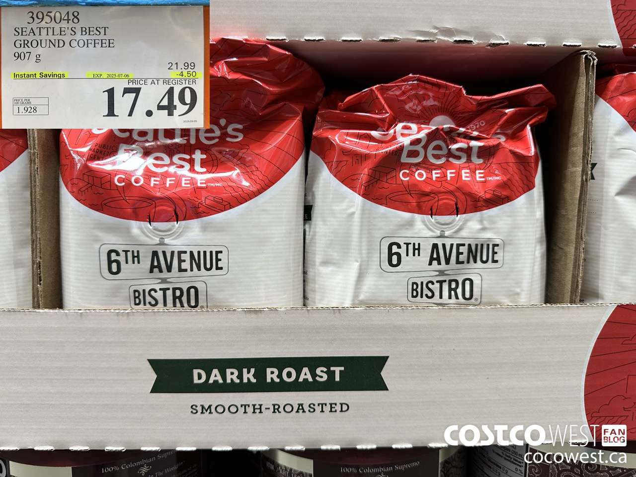 395048 SEATTLE'S BEST GROUND COFFEE 907 G ($4.50 INSTANT SAVINGS EXPIRES ON 2025-07-06) $17.49