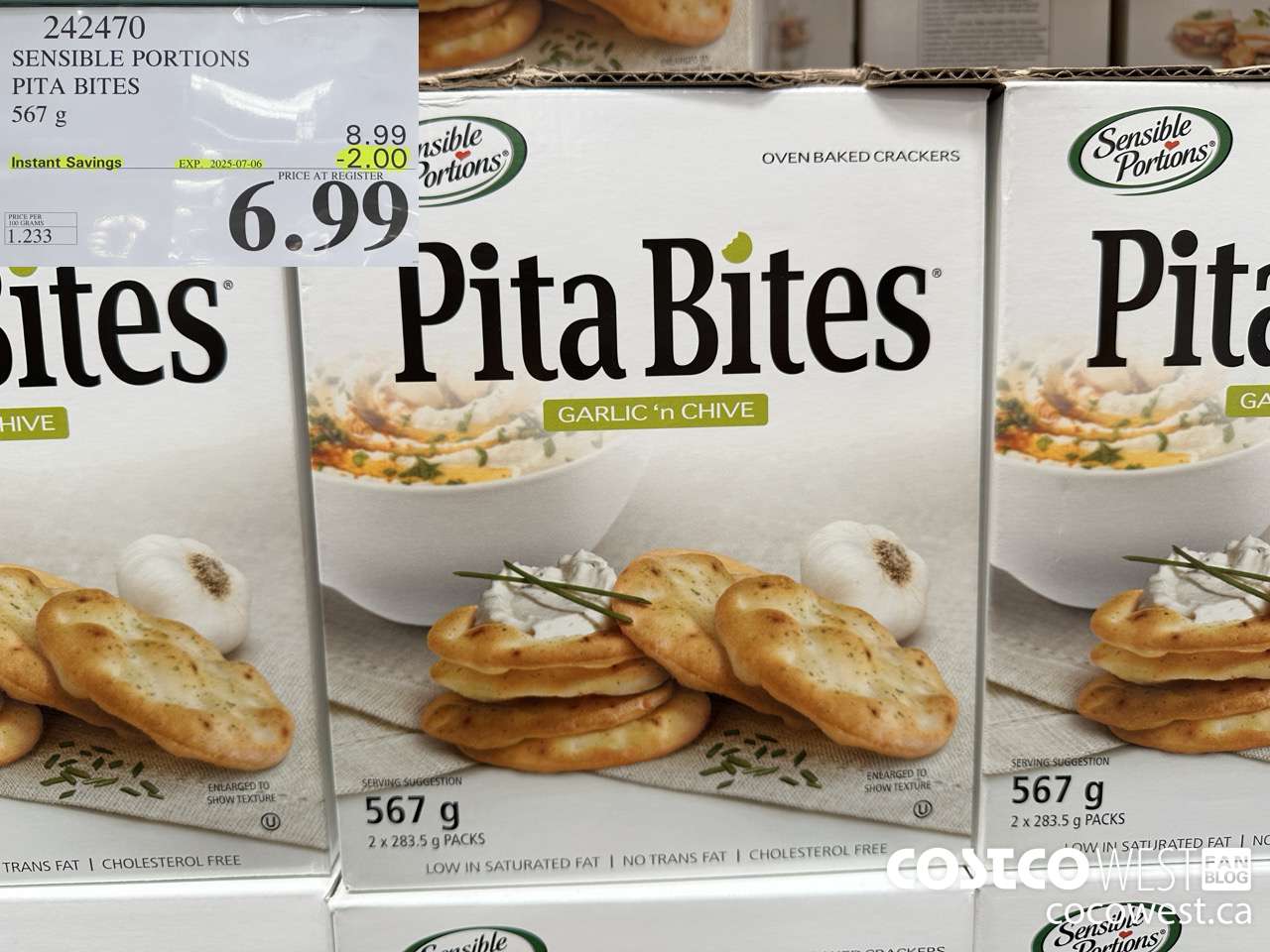 242470 SENSIBLE PORTIONS PITA BITES 567 G ($2.00 INSTANT SAVINGS EXPIRES ON 2025-07-06) $6.99