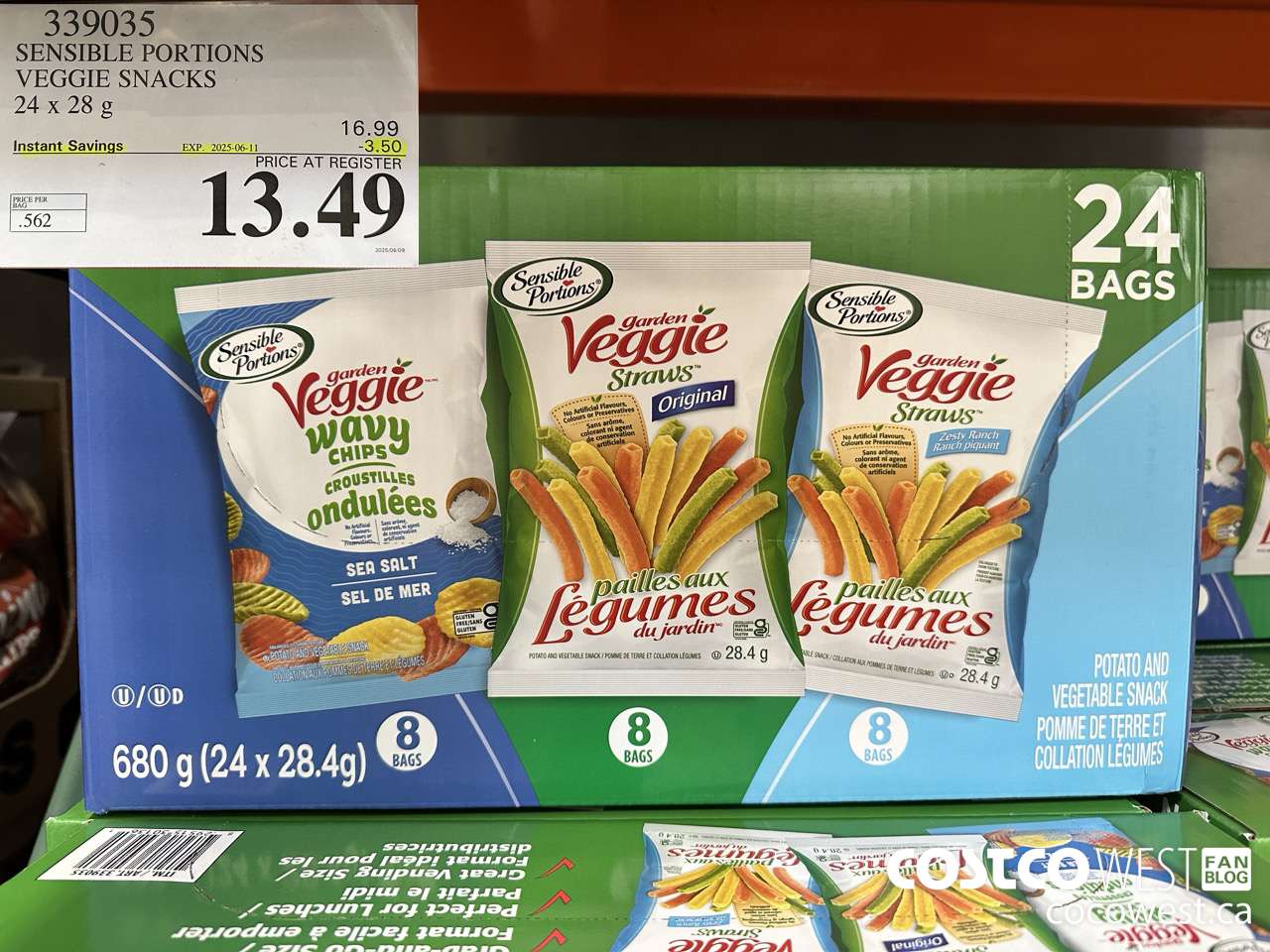 339035 SENSIBLE PORTIONS VEGGIE SNACKS 24 x 28 g ($3.50 INSTANT SAVINGS EXPIRES ON 2025-06-11) $13.49