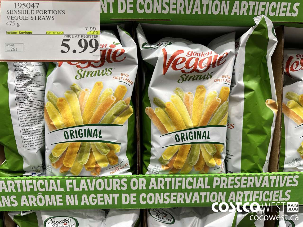 195047 SENSIBLE PORTIONS VEGGIE STRAWS 475 g ($2.00 INSTANT SAVINGS EXPIRES ON 2025-06-29) $5.99