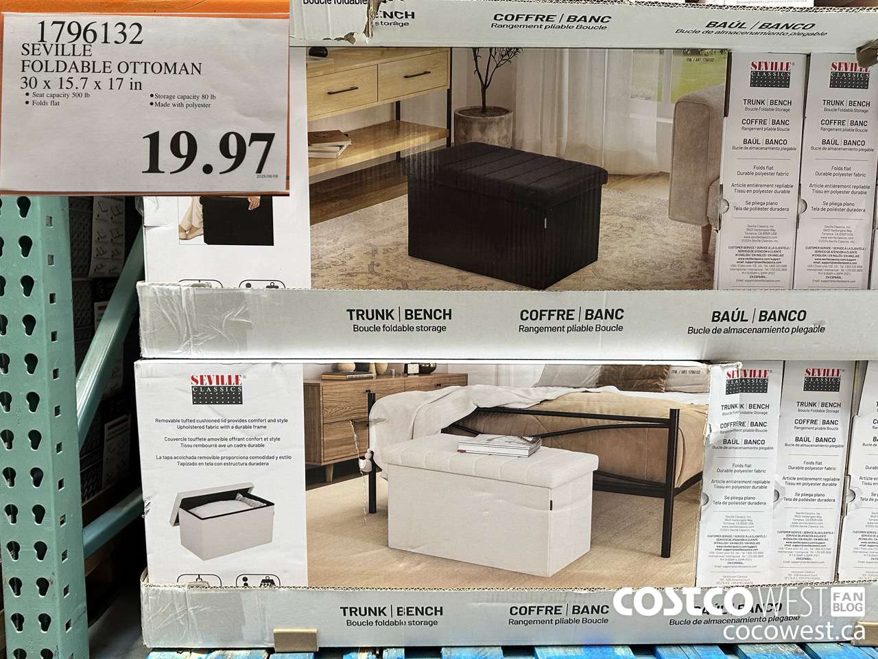 1796132 SEVILLE FOLDABLE OTTOMAN 30 x 15.7 x 17 in $19.97