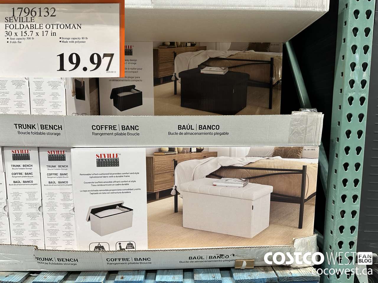 1796132 SEVILLE FOLDABLE OTTOMAN 30 x 15.7 x 17 in $19.97