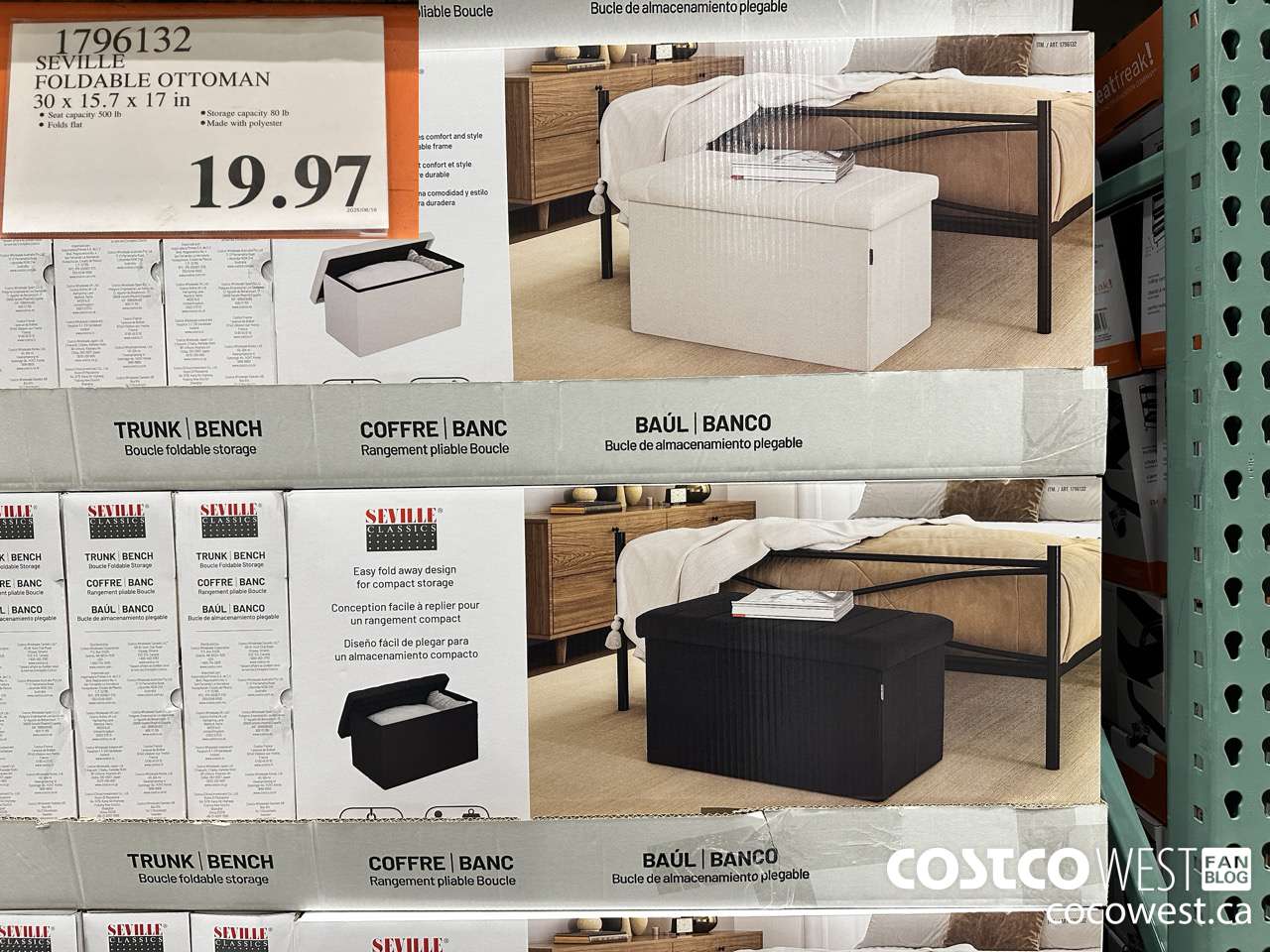 1796132 SEVILLE FOLDABLE OTTOMAN 30 x 15.7 x 17 in $19.97