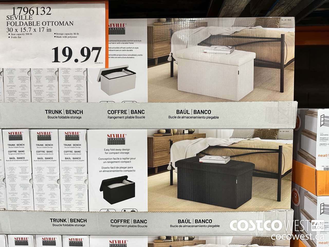 1796132 SEVILLE FOLDABLE OTTOMAN 30 x 15.7 x 17 in $19.97