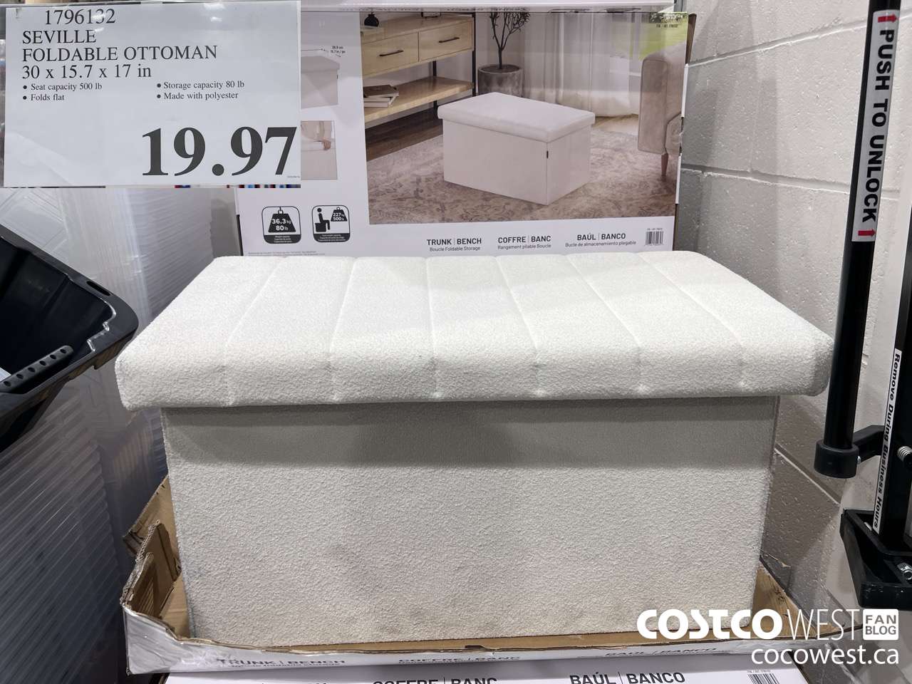 1796132 SEVILLE FOLDABLE OTTOMAN 30 x 15.7 x 17 in $19.97