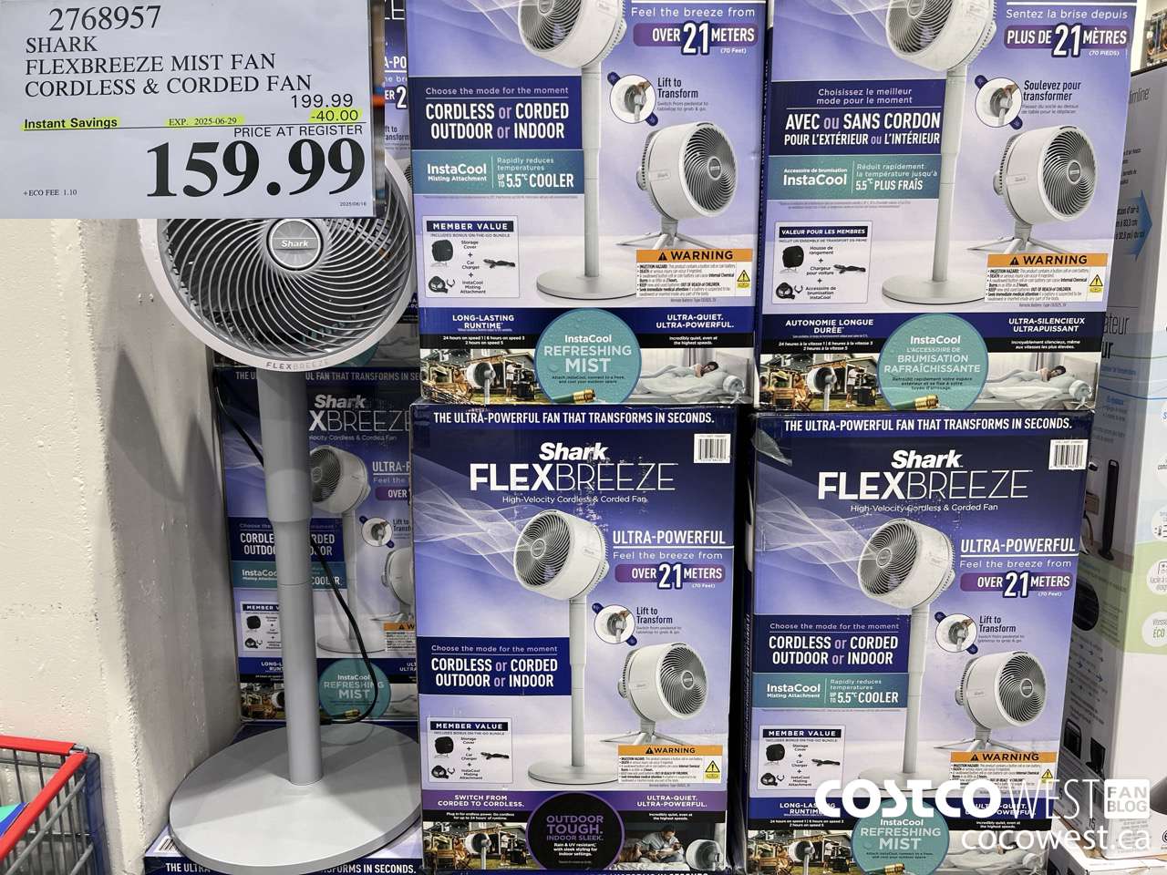 2768957 SHARK FLEXBREEZE MIST FAN CORDLESS & CORDED FAN ($40.00 INSTANT SAVINGS EXPIRES ON 2025-06-29) $159.99