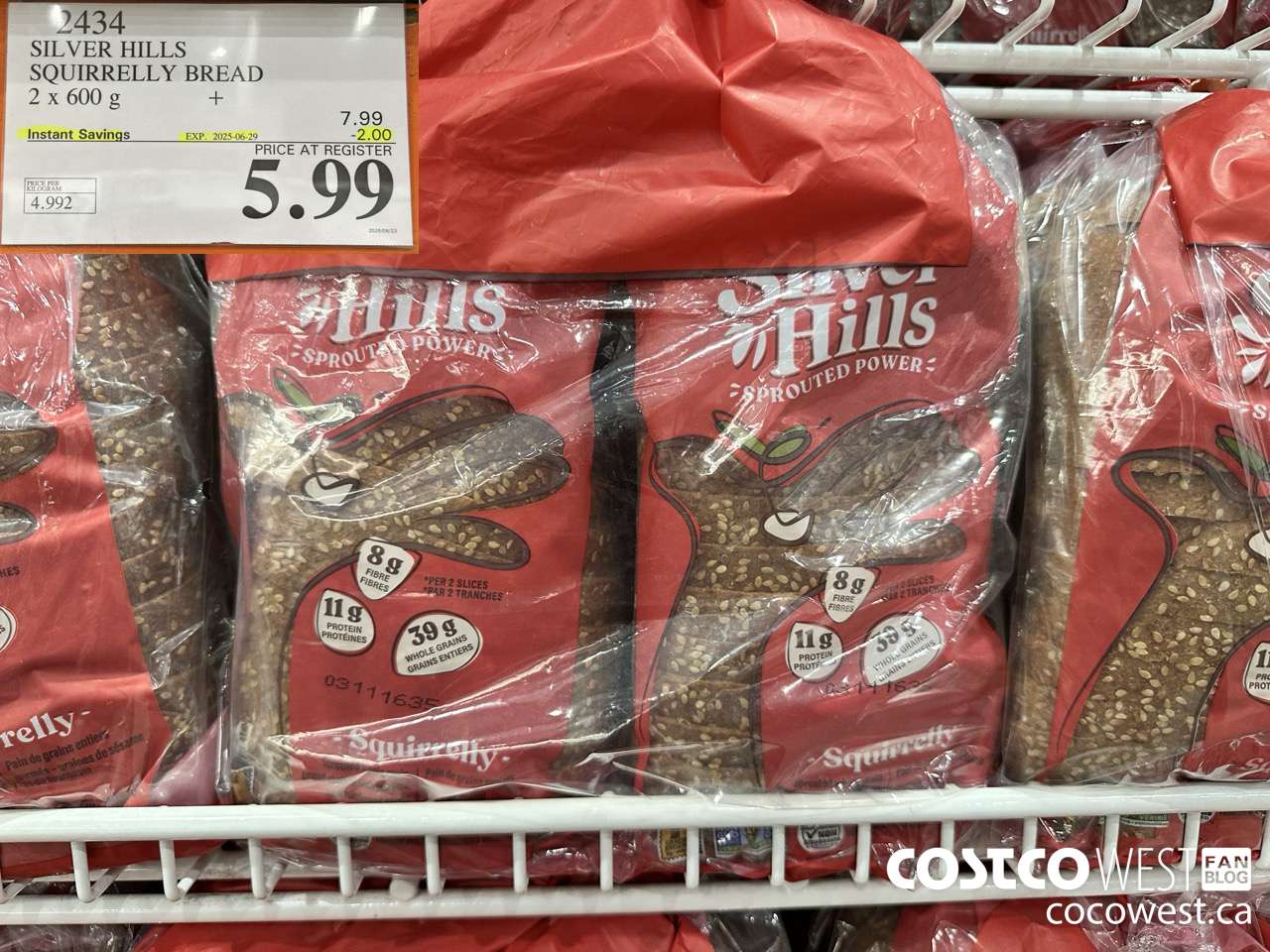 2434 SILVER HILLS SQUIRRELLY BREAD PACK OF 2 X 600 G ($2.00 INSTANT SAVINGS EXPIRES ON 2025-06-29) $5.99
