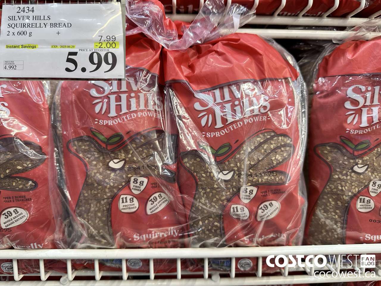2434 SILVER HILLS SQUIRRELLY BREAD PACK OF 2 X 600 G ($2.00 INSTANT SAVINGS EXPIRES ON 2025-06-29) $5.99