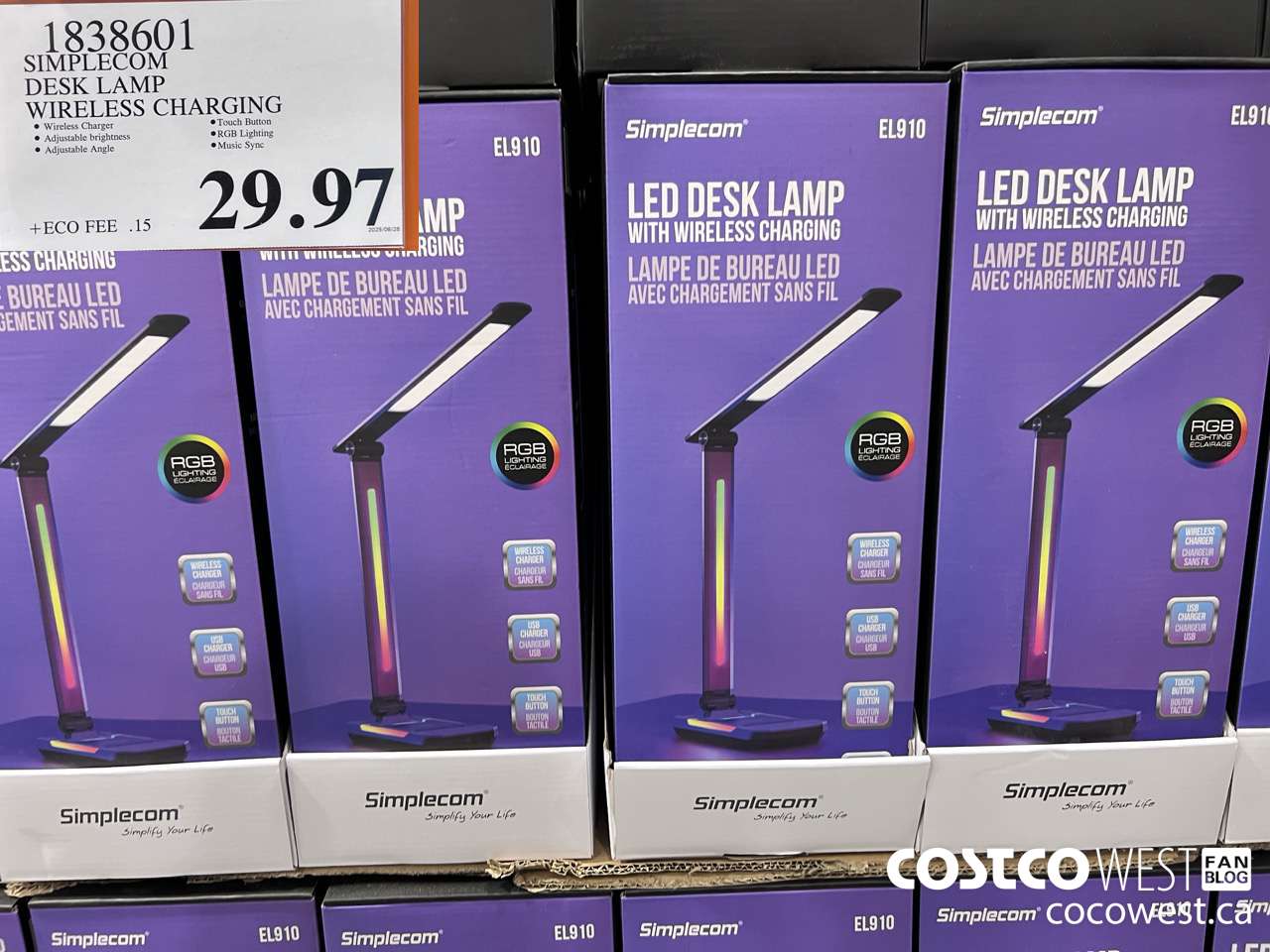 1838601 SIMPLECOM DESK LAMP WIRELESS CHARGING  $29.97