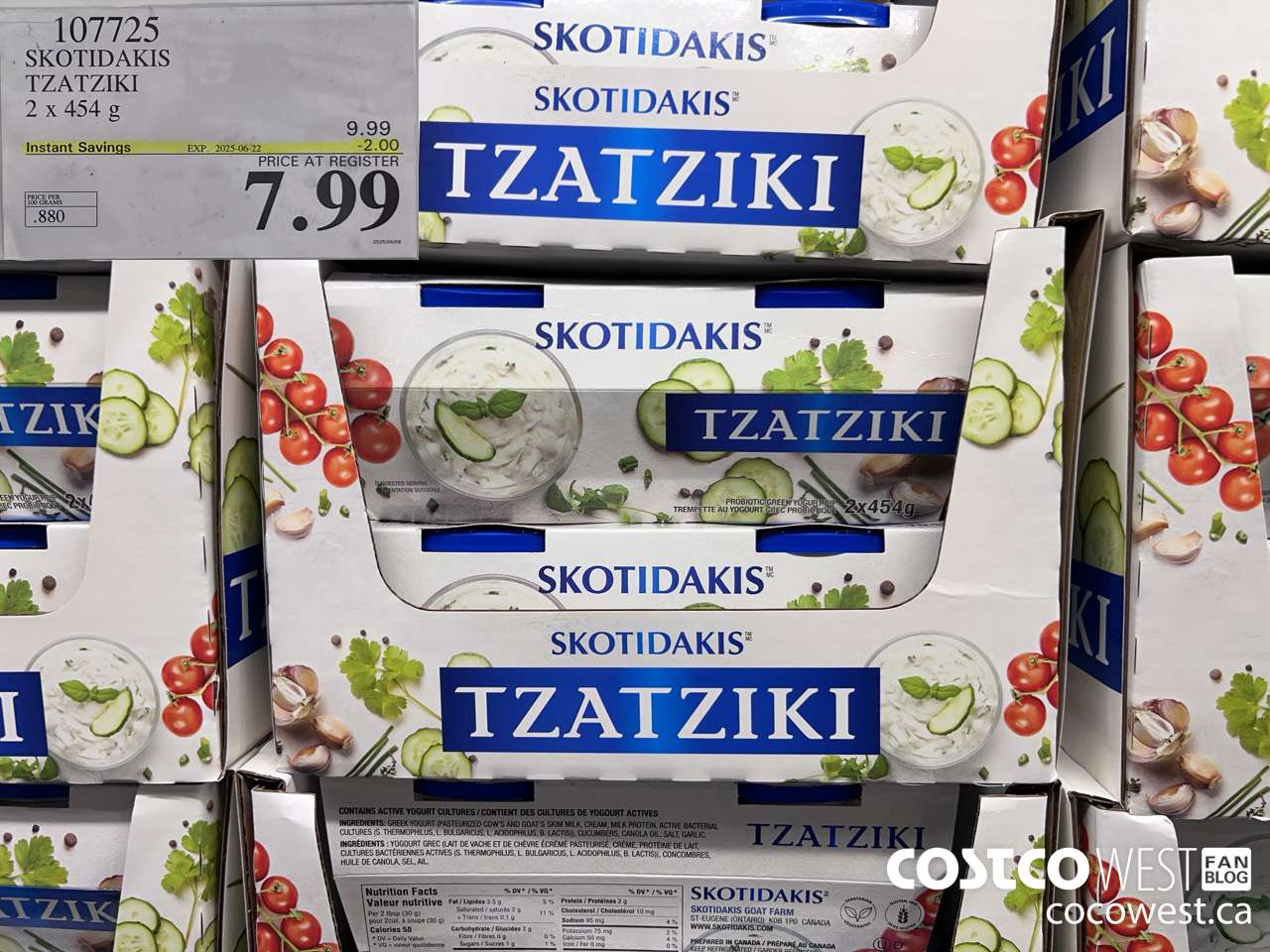 107725 SKOTIDAKIS TZATZIKI 2 x 454g ($2.00 INSTANT SAVINGS EXPIRES ON 2025-06-22) $7.99