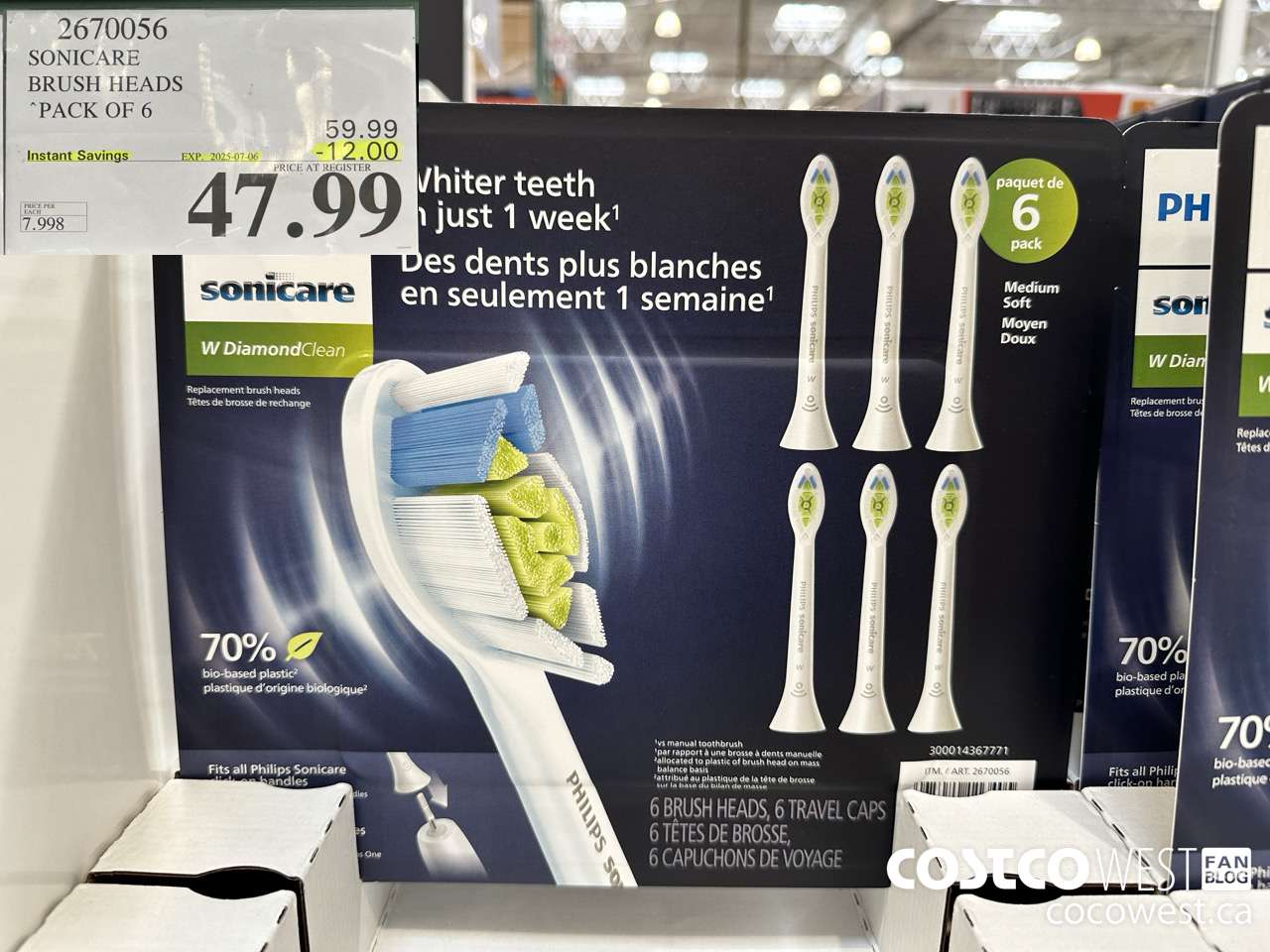 2670056 SONICARE BRUSH HEADS PACK OF 6 ($12.00 INSTANT SAVINGS EXPIRES ON 2025-07-06) $47.99