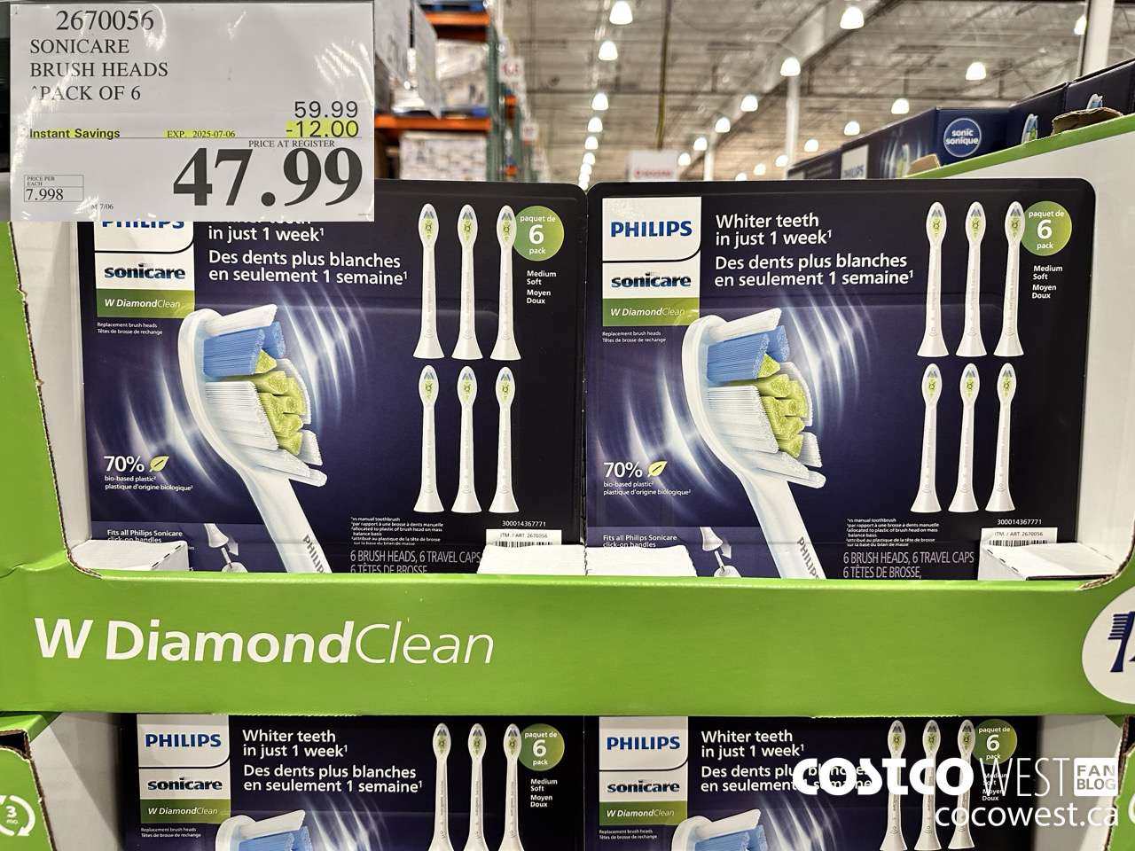 2670056 SONICARE BRUSH HEADS PACK OF 6 ($12.00 INSTANT SAVINGS EXPIRES ON 2025-07-06) $47.99