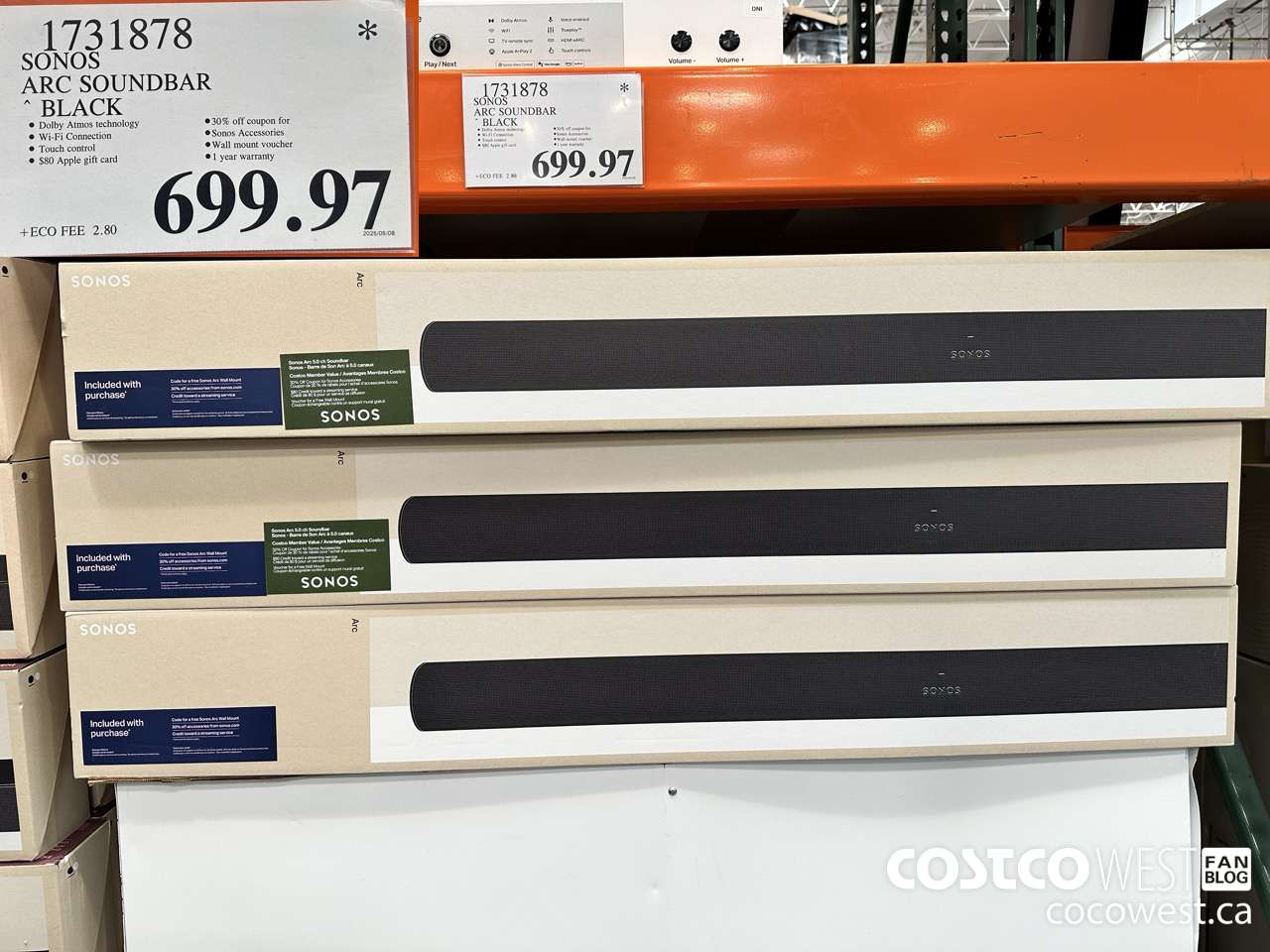 1731878 SONOS ARC SOUNDBAR W/DOLBY ATMOS $699.97