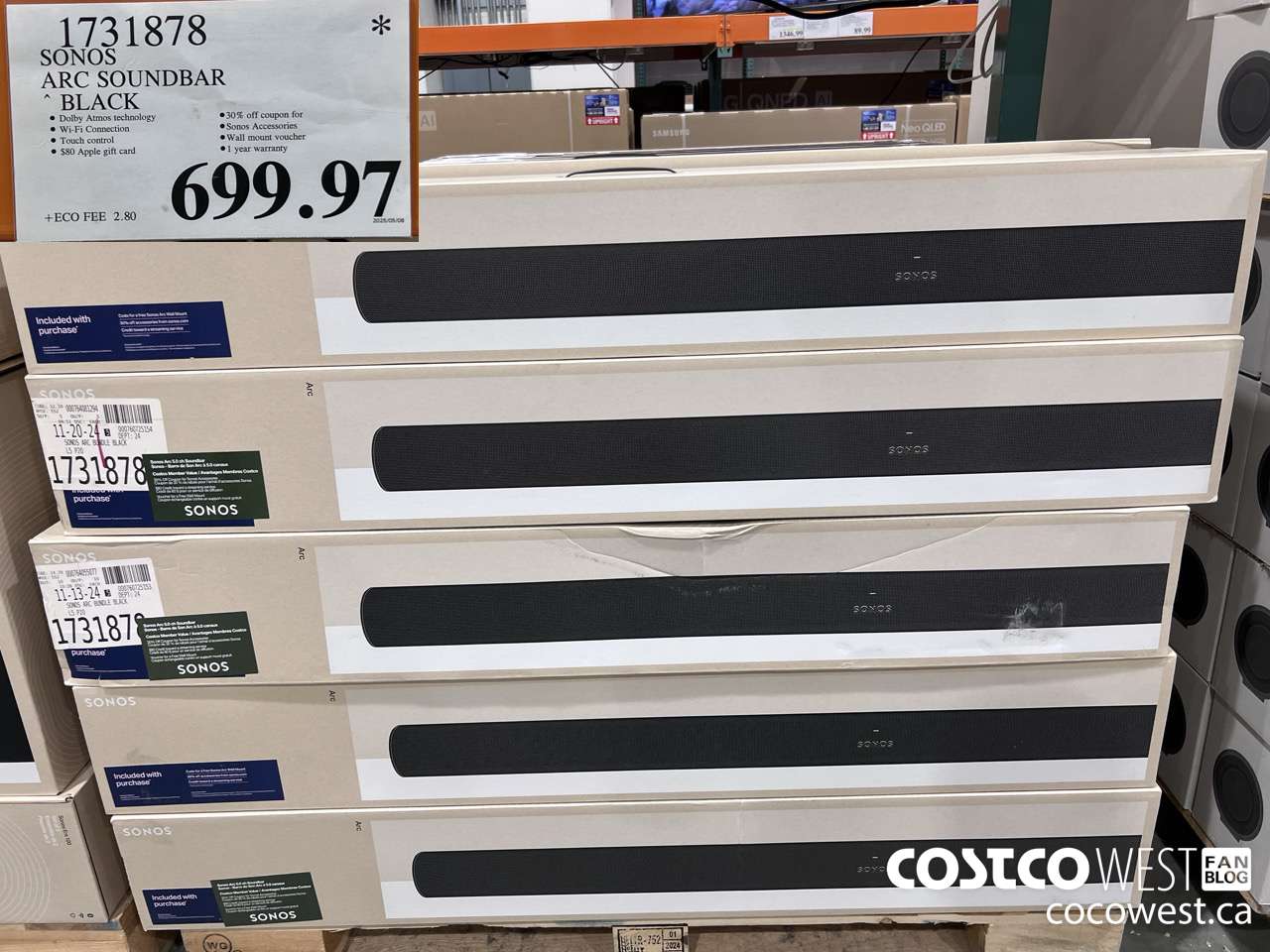 1731878 SONOS ARC SOUNDBAR W/DOLBY ATMOS $699.97