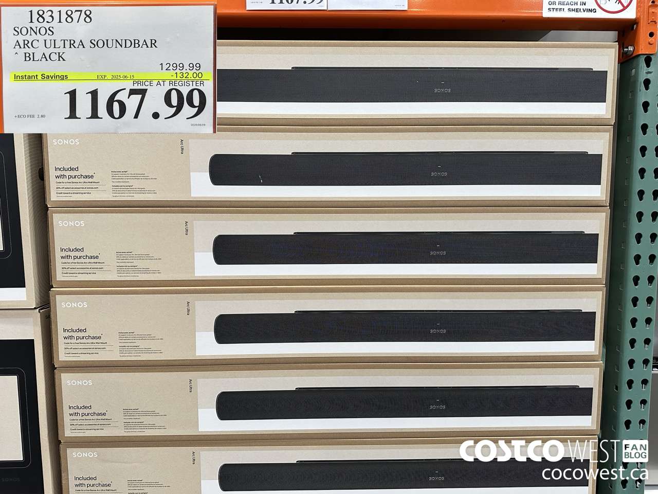 1831878 SONOS ARC ULTRA SOUNDBAR BLACK ($132.00 INSTANT SAVINGS EXPIRES ON 2025-06-15) $1167.99