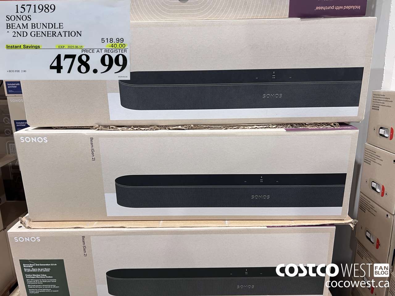 1571989 SONOS BEAM (GEN 2) BUNDLE ($40.00 INSTANT SAVINGS EXPIRES ON 2025-06-15) $478.99