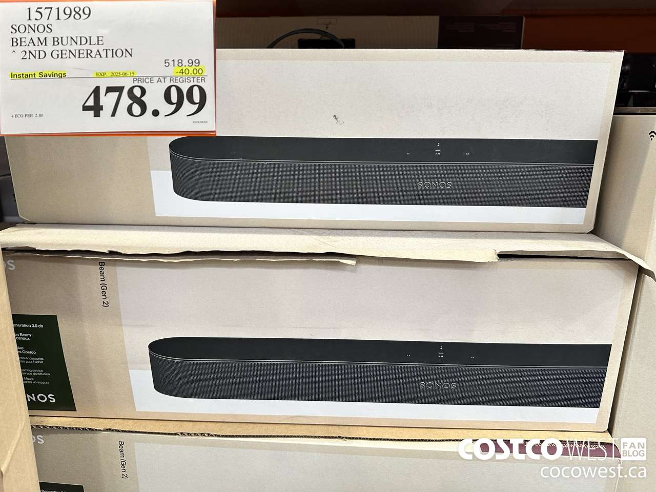 1571989 SONOS BEAM (GEN 2) BUNDLE ($40.00 INSTANT SAVINGS EXPIRES ON 2025-06-15) $478.99