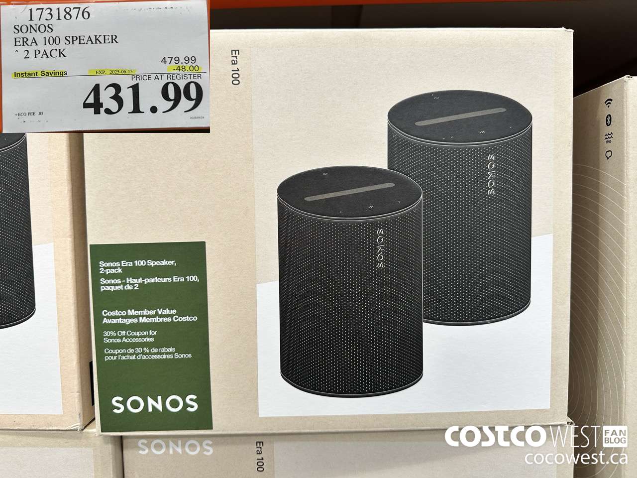1731876 SONOS ERA 100 SPEAKER 2 PACK ($48.00 INSTANT SAVINGS EXPIRES ON 2025-06-15) $431.99