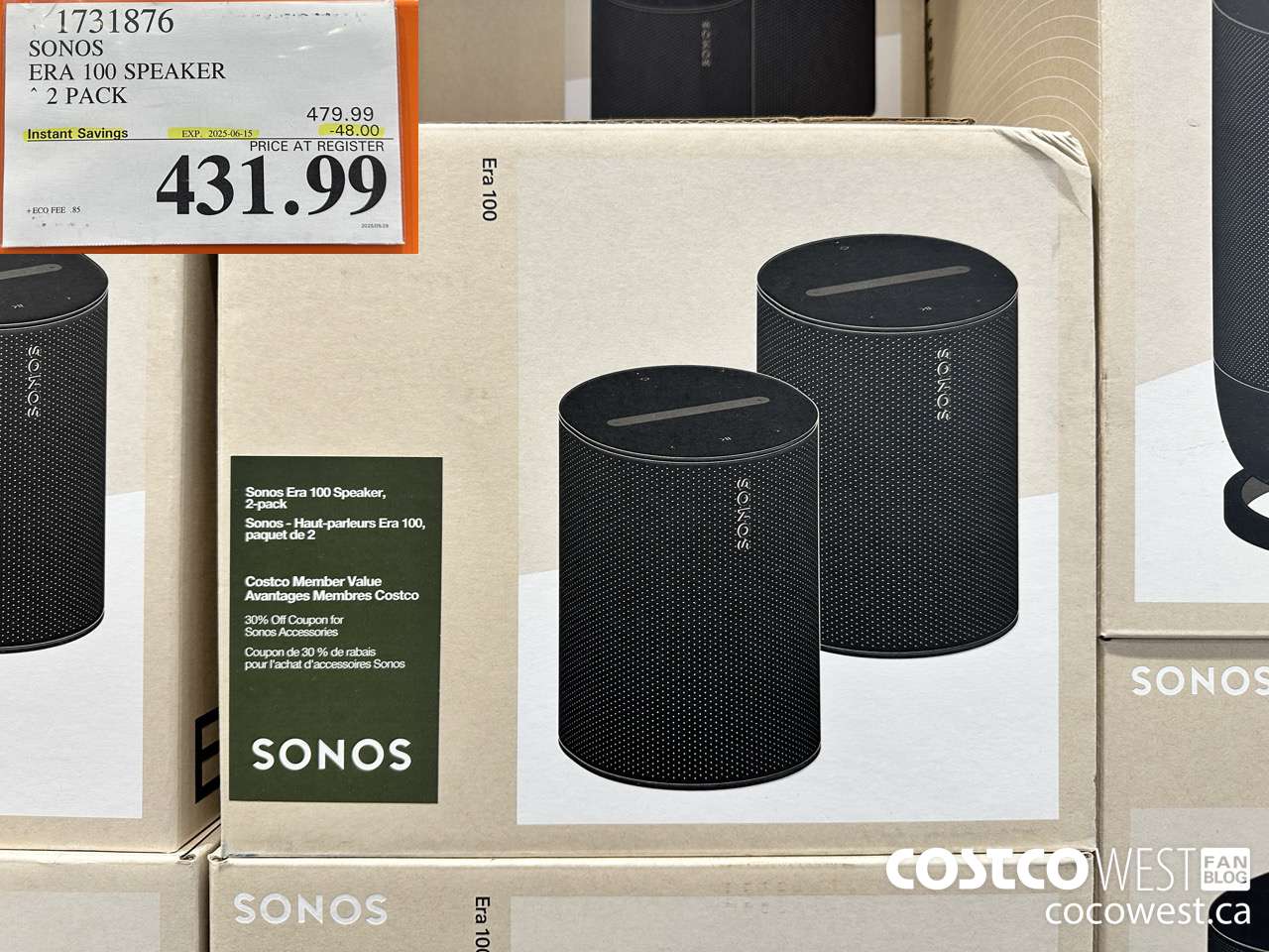 1731876 SONOS ERA 100 SPEAKER 2 PACK ($48.00 INSTANT SAVINGS EXPIRES ON 2025-06-15) $431.99