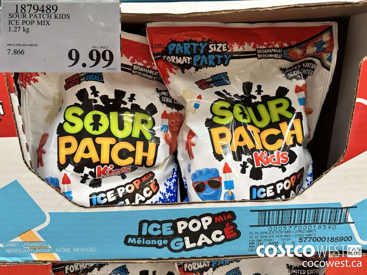 1879489 SOUR PATCH KIDS ICE POP MIX 1.27KG $9.99