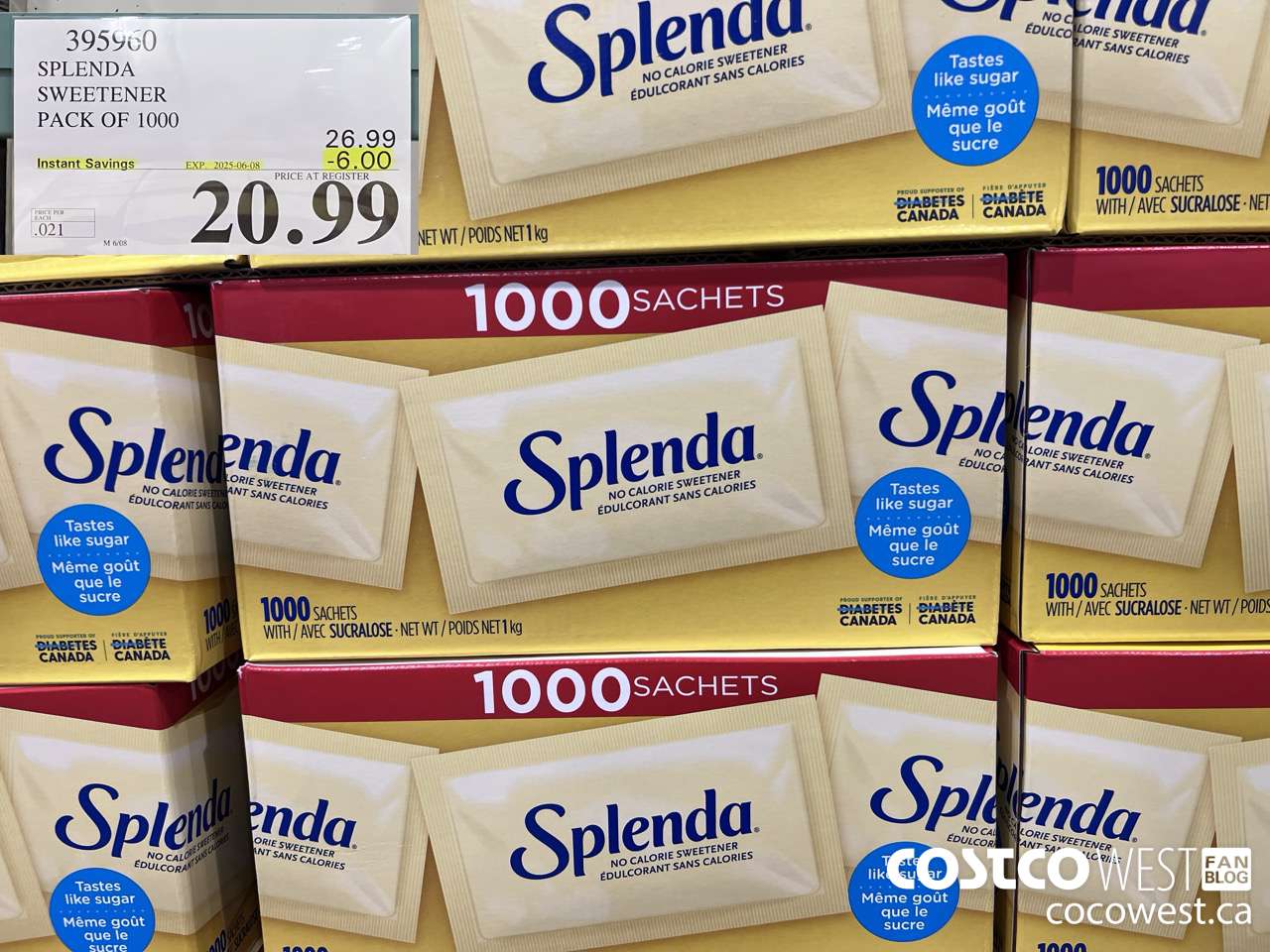 395960 SPLENDA SWEETENER 1000 PACKETS ($6.00 INSTANT SAVINGS EXPIRES ON 2025-06-08) $20.99