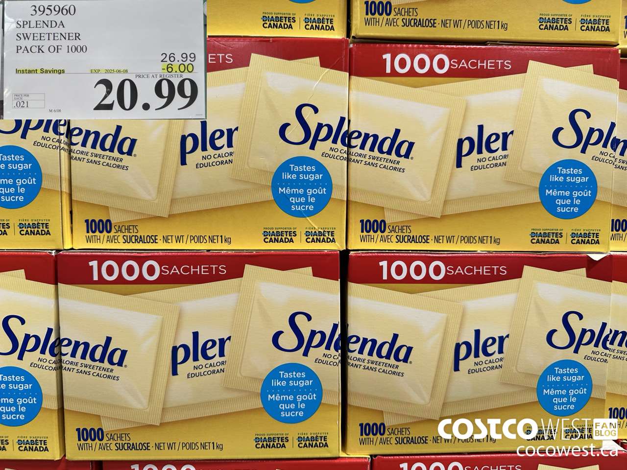 395960 SPLENDA SWEETENER 1000 PACKETS ($6.00 INSTANT SAVINGS EXPIRES ON 2025-06-08) $20.99