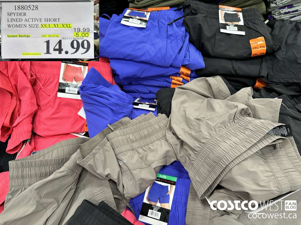 1880528 SPYDER LINED ACTIVE SHORT WOMENS SIZES XS, L, XL, XXL ($5.00 INSTANT SAVINGS EXPIRES ON 2025-07-06) $14.99