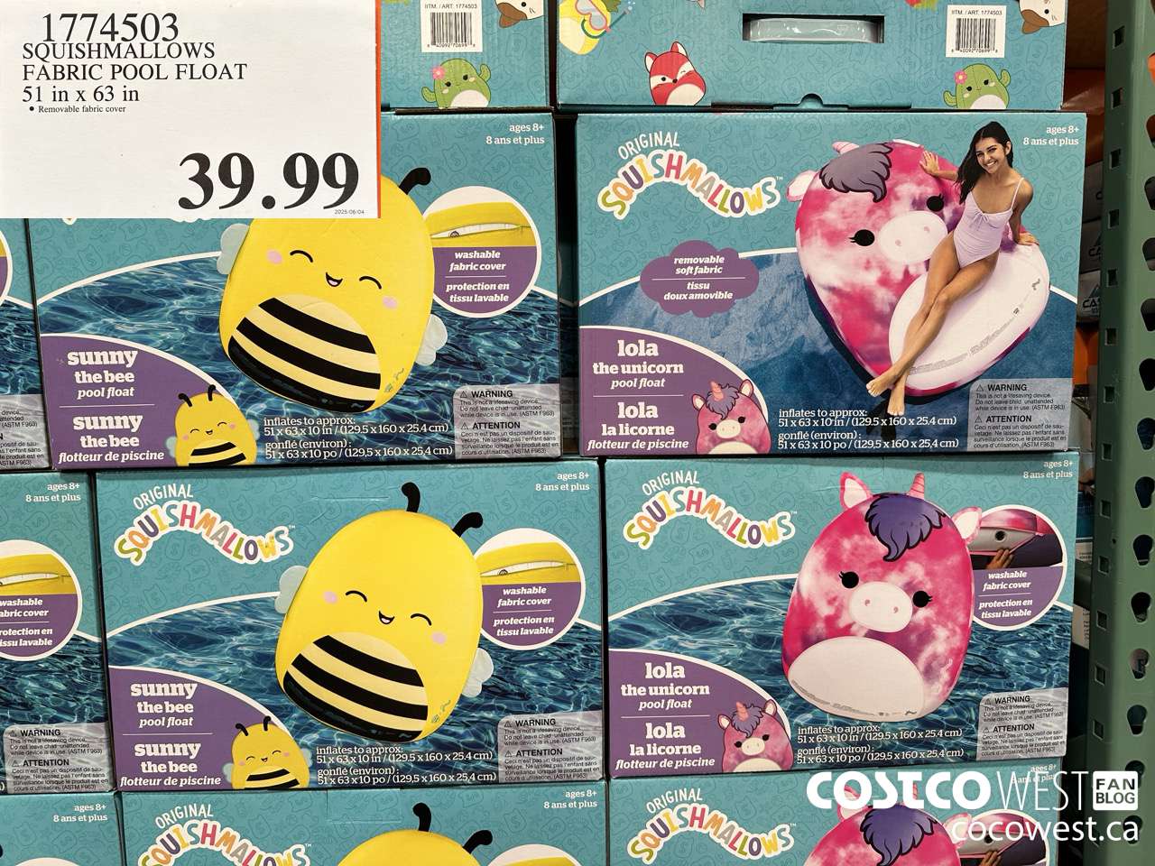 1774503 SQUISHMALLOWS FABRIC POOL FLOAT 51 IN X 63 IN $39.99