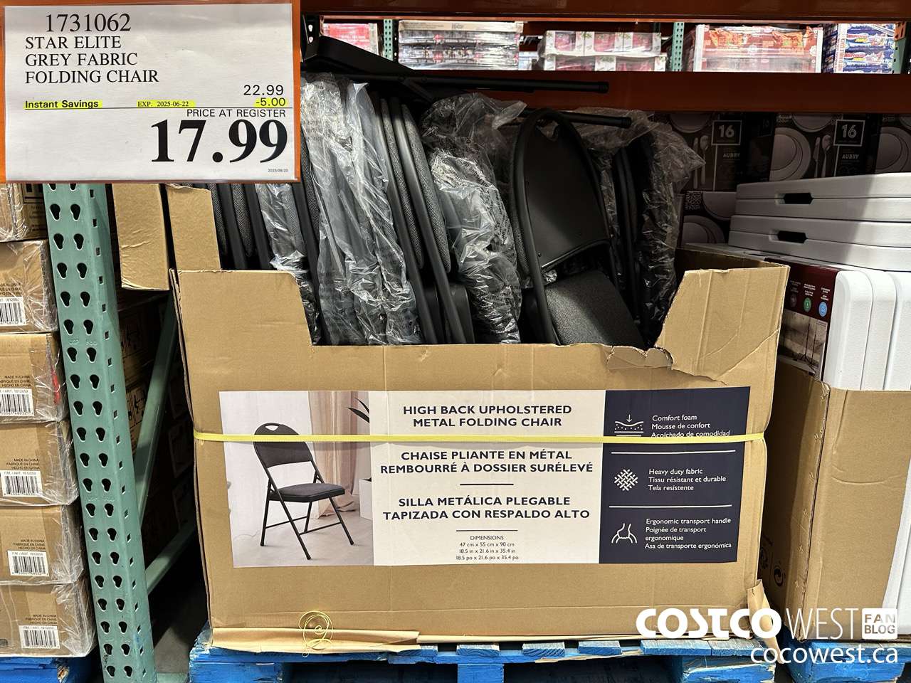 1731062 STAR ELITE GREY FABRIC FOLDING CHAIR ($5.00 INSTANT SAVINGS EXPIRES ON 2025-06-22) $17.99