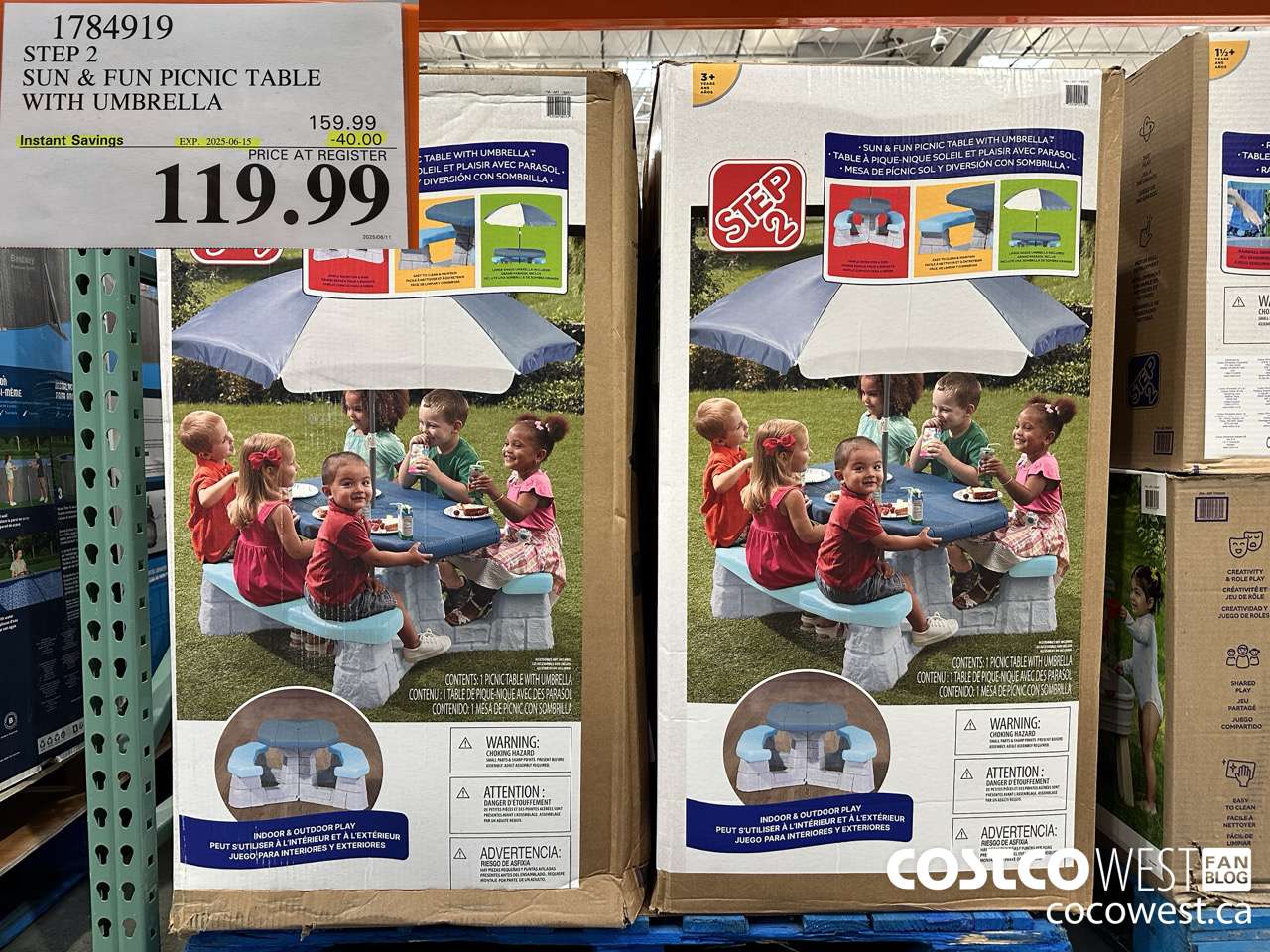 1784919 STEP 2 SUN & FUN PICNIC TABLE WITH UMBRELLA ($40.00 INSTANT SAVINGS EXPIRES ON 2025-06-15) $119.99