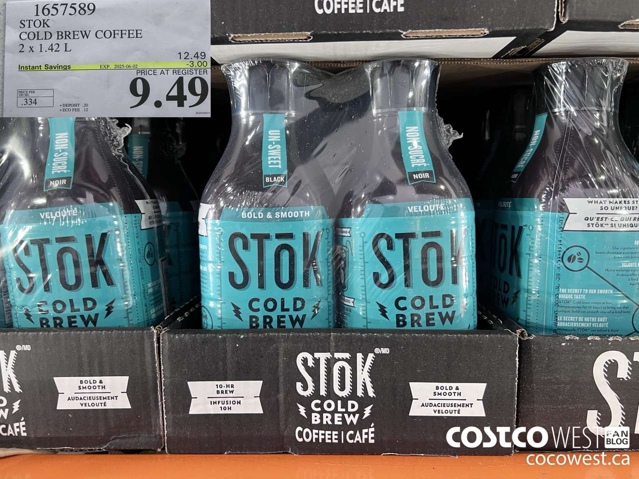 1657589 STOK COLD BREW COFFEE 2 X 1.42 L ($3.00 INSTANT SAVINGS EXPIRES ON 2025-06-02) $9.49