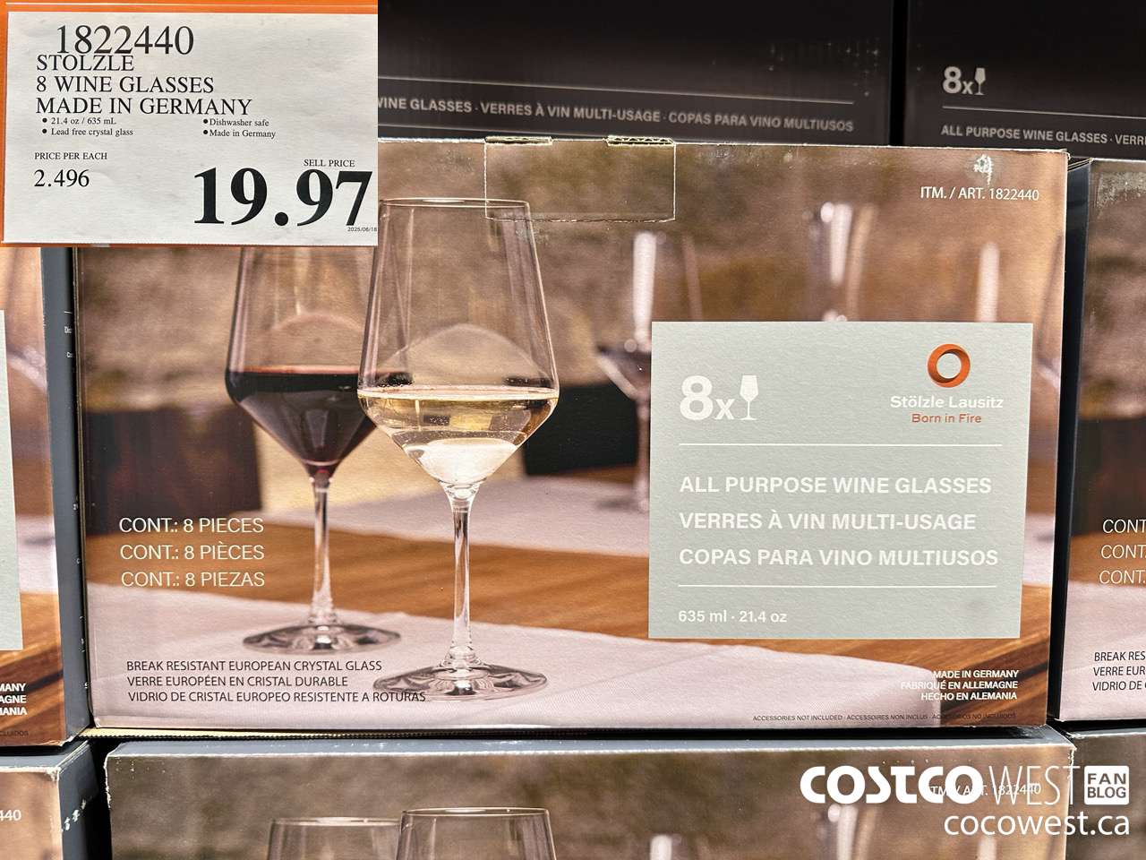 1822440 STOLZLE 8 WINE GLASSES MADE IN GERMANY $19.97