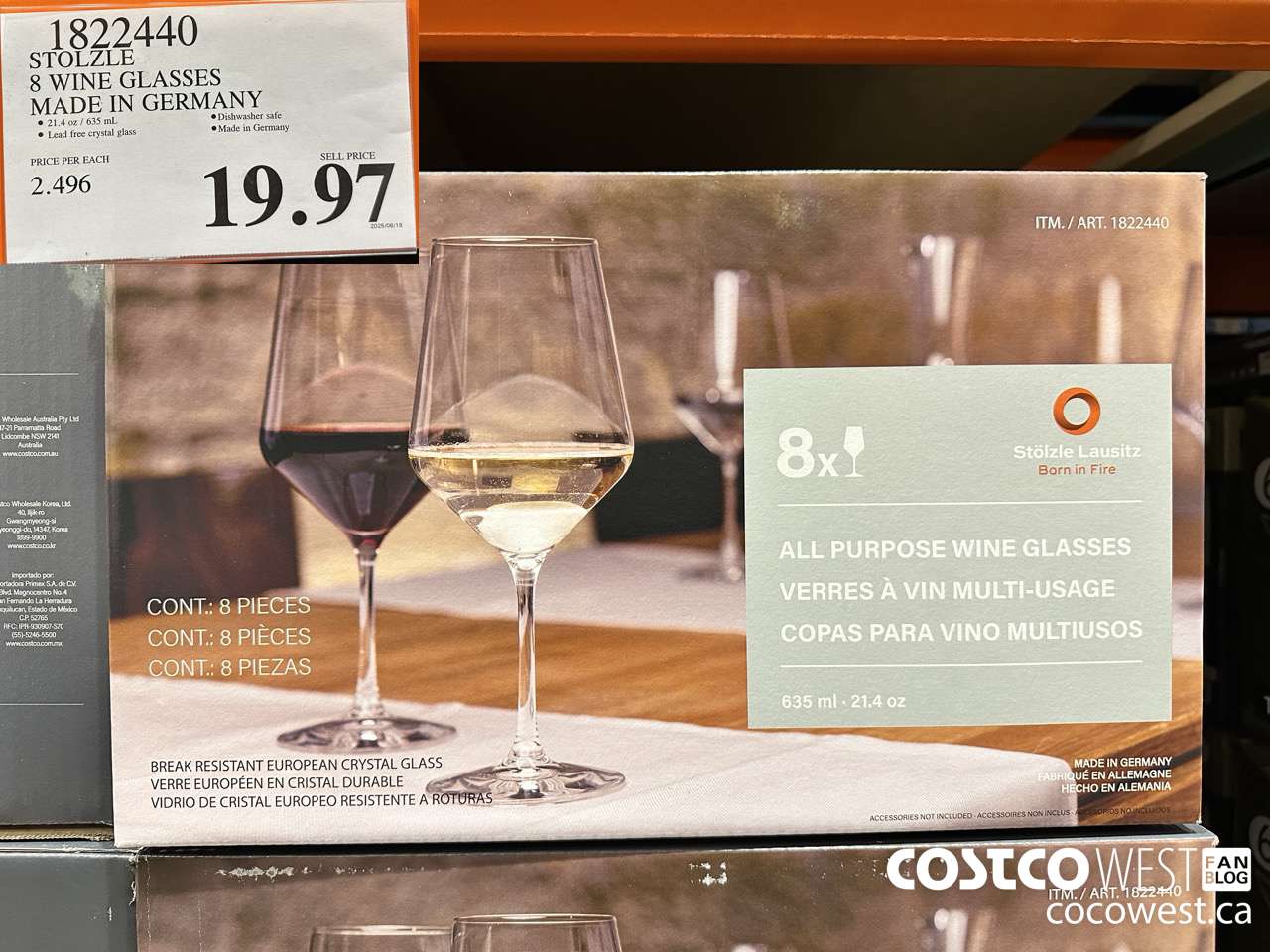 1822440 STOLZLE 8 WINE GLASSES MADE IN GERMANY $19.97