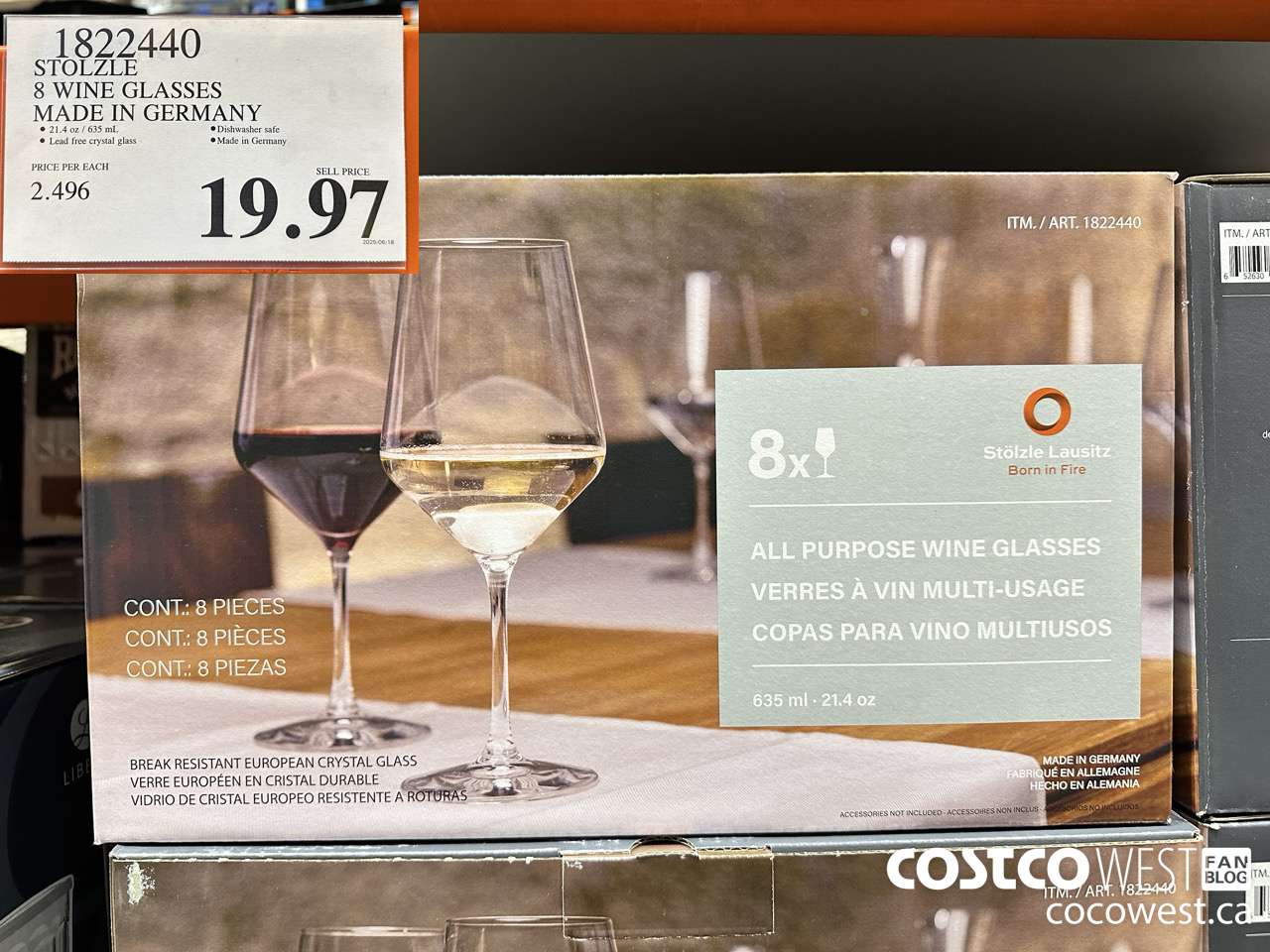 1822440 STOLZLE 8 WINE GLASSES MADE IN GERMANY $19.97