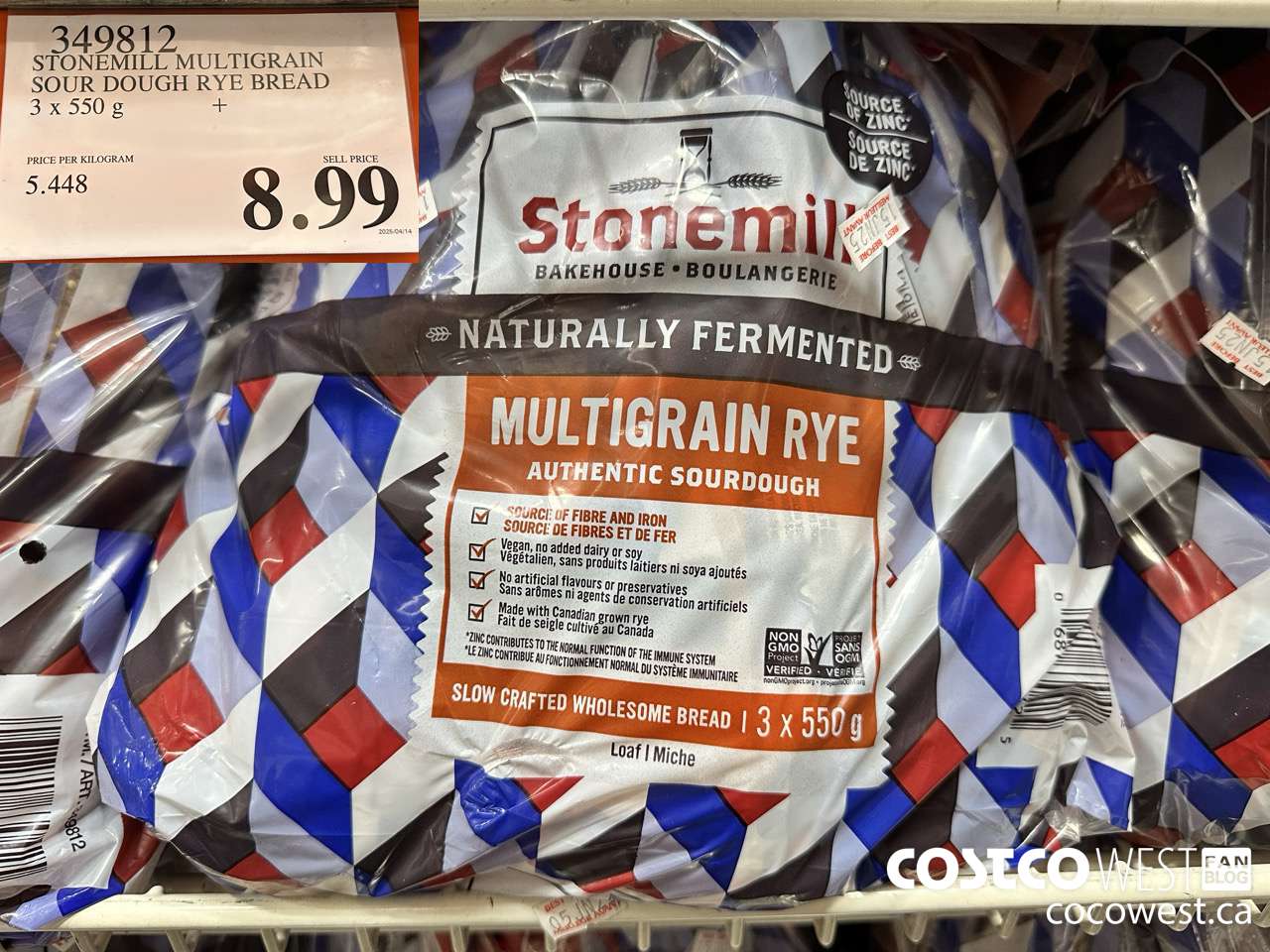 349812 STONEMILL MULTIGRAIN SOUR DOUGH RYE BREAD 3 x 550 g $8.99