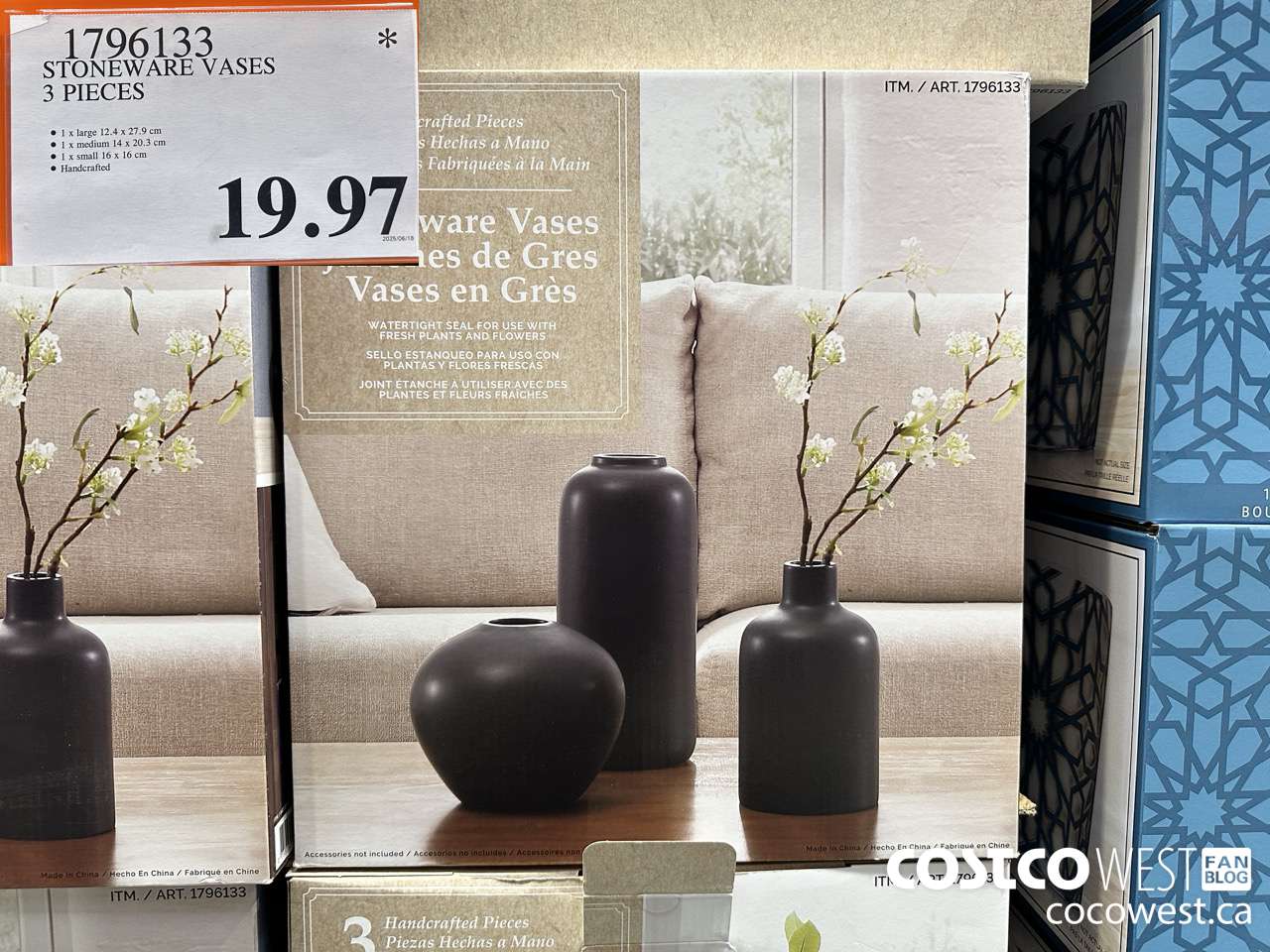 1796133 STONEWARE VASES 3 PIECES $19.97