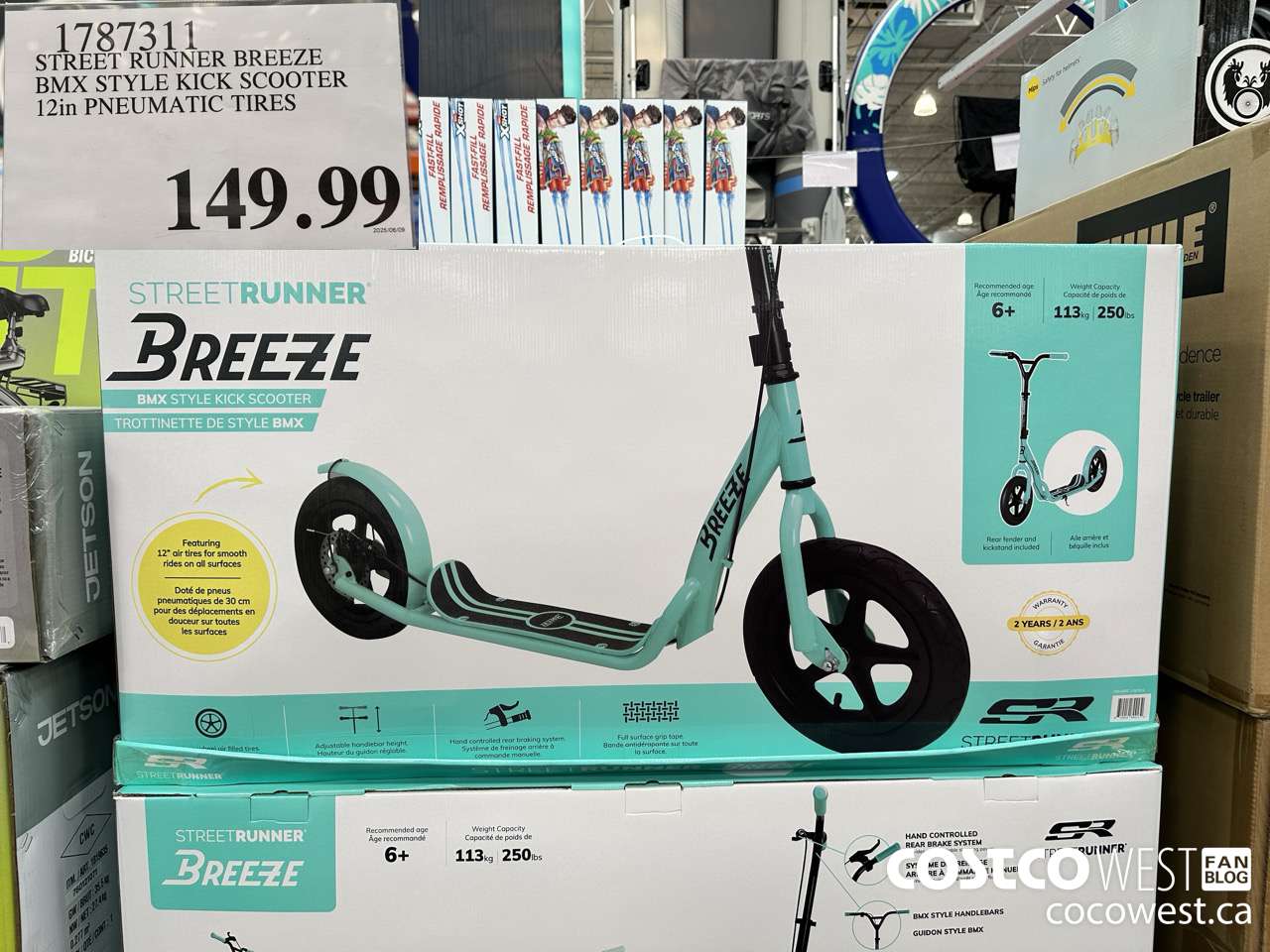 1787311 STREET RUNNER BREEZE BMX STYLE KICK SCOOTER 12IN PNEUMATIC TIRES $149.99