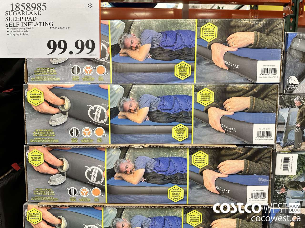1858985 SUGARLAKE SLEEPING PAD SELF INFLATING $99.99