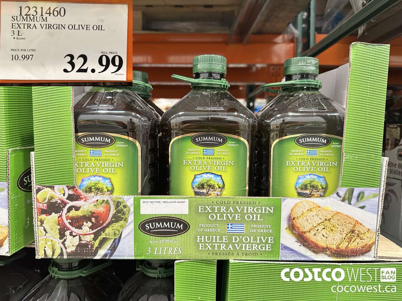 1231460 SUMMUM EXTRA VIRGIN OLIVE OIL 3 L  $32.99