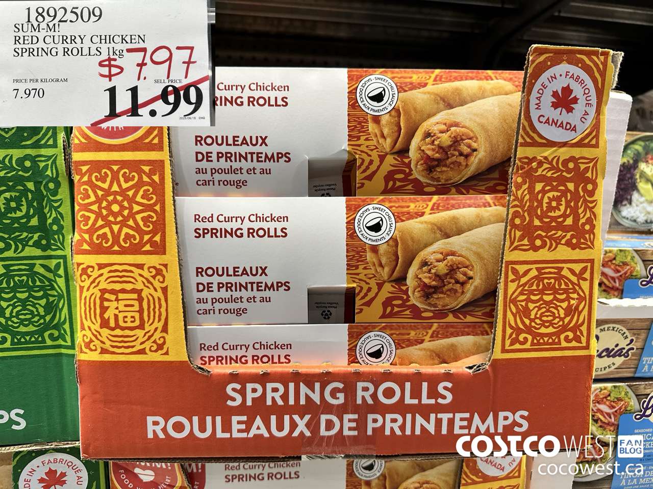 1892509 SUM-M! RED CURRY CHICKEN SPRING ROLLS 1KG $7.97