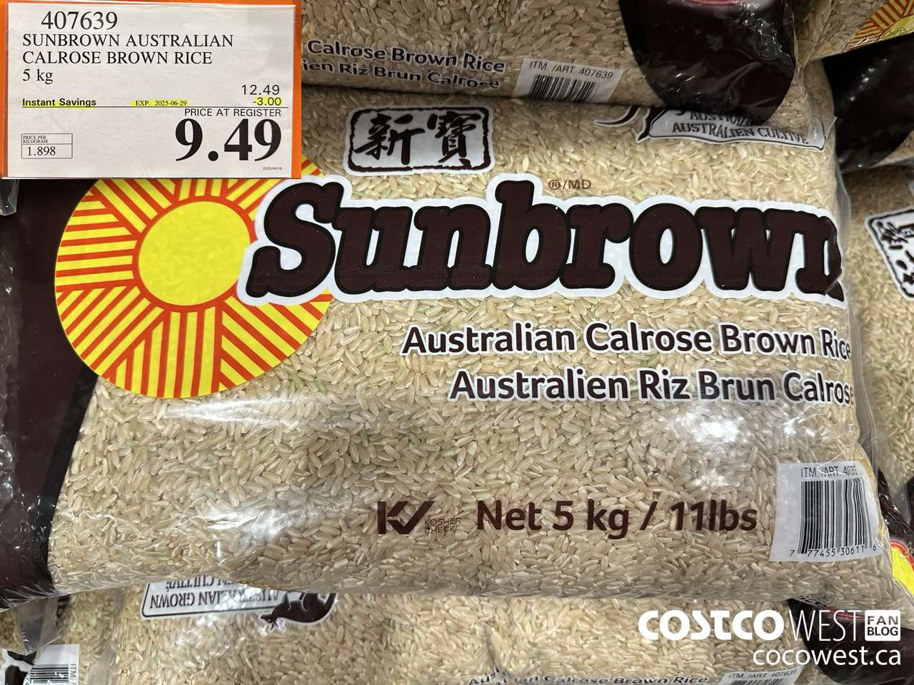 407639 SUNBROWN AUSTRALIAN BROWN RICE 5 kg ($3.00 INSTANT SAVINGS EXPIRES ON 2025-06-29) $9.49