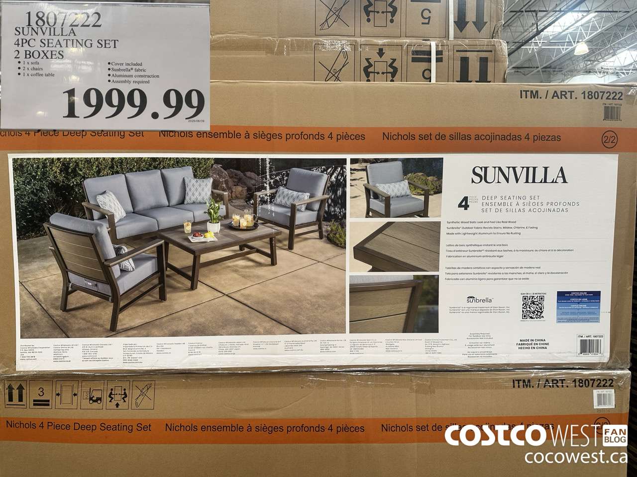 1807222 SUNVILLA 4PC SEATING SET 2 BOXES $1999.99
