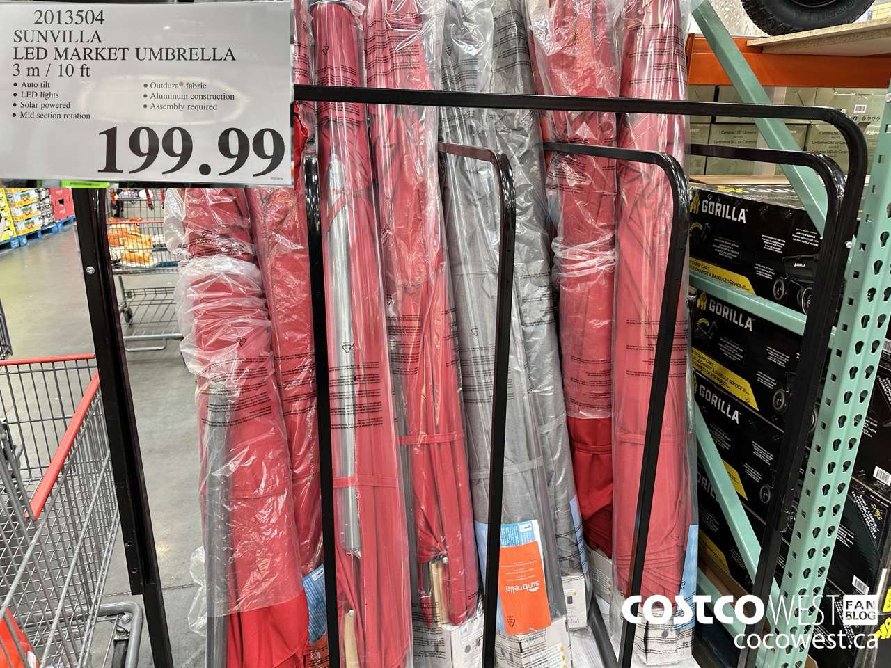 2013504 SUNVILLA LED MARKET UMBRELLA 3M / 10FT $199.99