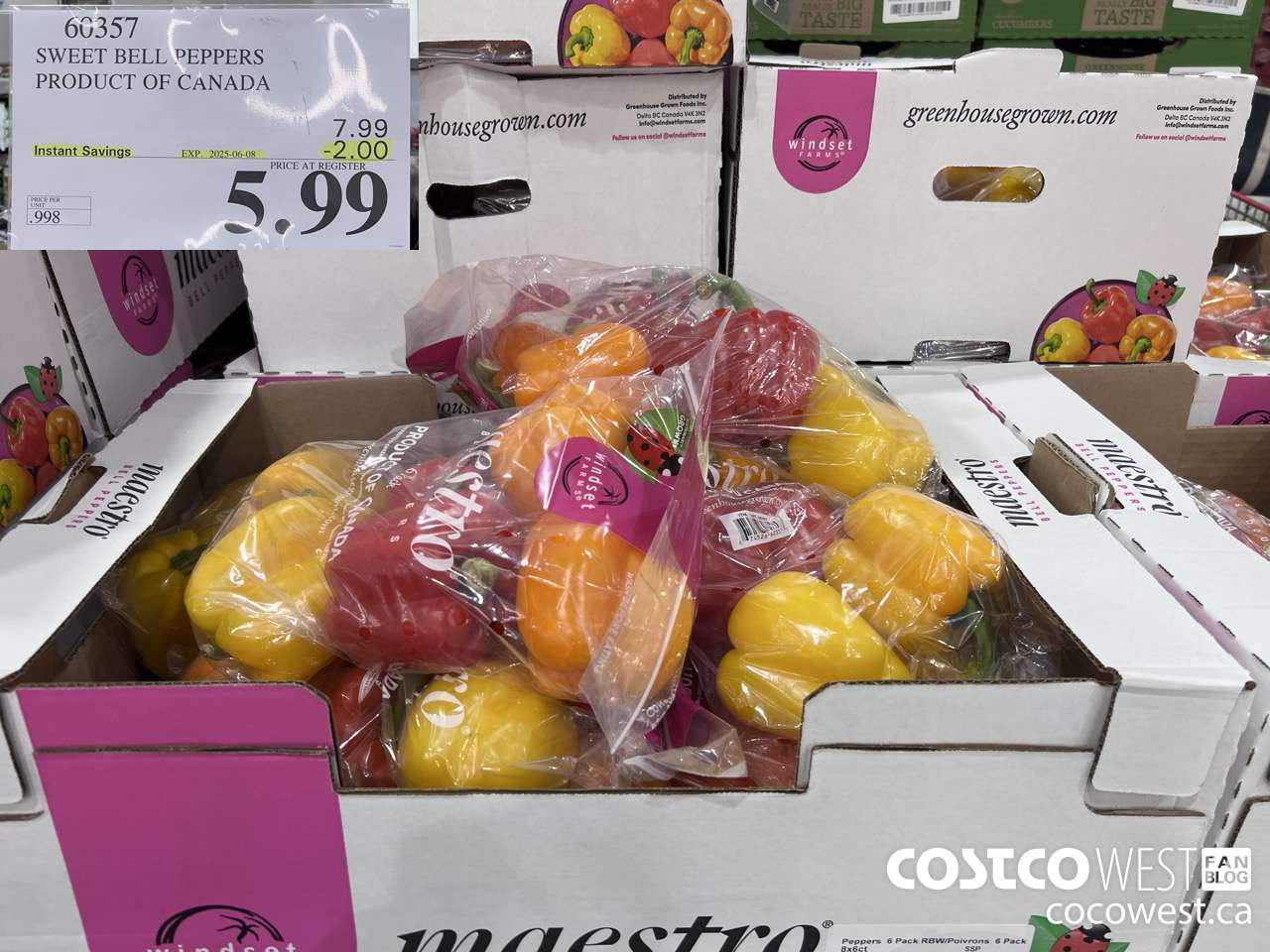 60357 SWEET BELL PEPPERS PRODUCT OF CANADA ($2.00 INSTANT SAVINGS EXPIRES ON 2025-06-08) $5.99