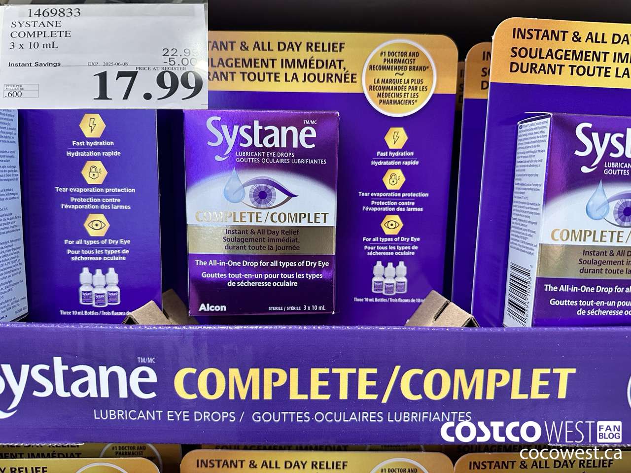 1469833 SYSTANE COMPLETE LUBRICANT EYE DROPS 3 X 10 ML ($5.00 INSTANT SAVINGS EXPIRES ON 2025-06-08) $17.99