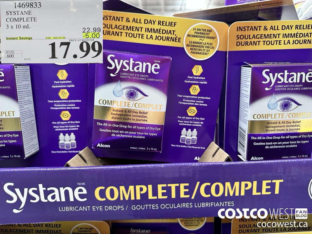 1469833 SYSTANE COMPLETE LUBRICANT EYE DROPS 3 X 10 ML ($5.00 INSTANT SAVINGS EXPIRES ON 2025-07-06) $17.99