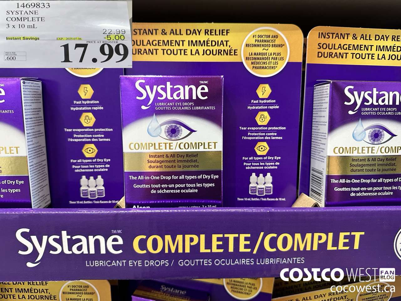 1469833 SYSTANE COMPLETE LUBRICANT EYE DROPS 3 X 10 ML ($5.00 INSTANT SAVINGS EXPIRES ON 2025-07-06) $17.99